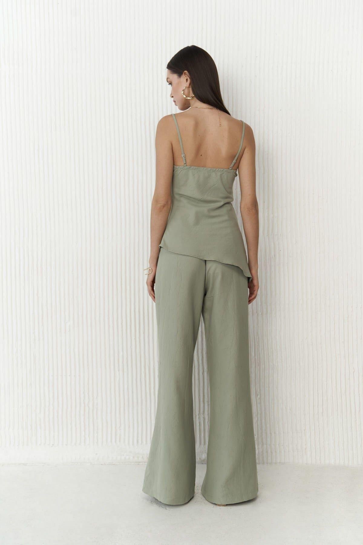Javier Light Green Crop&Trousers Set