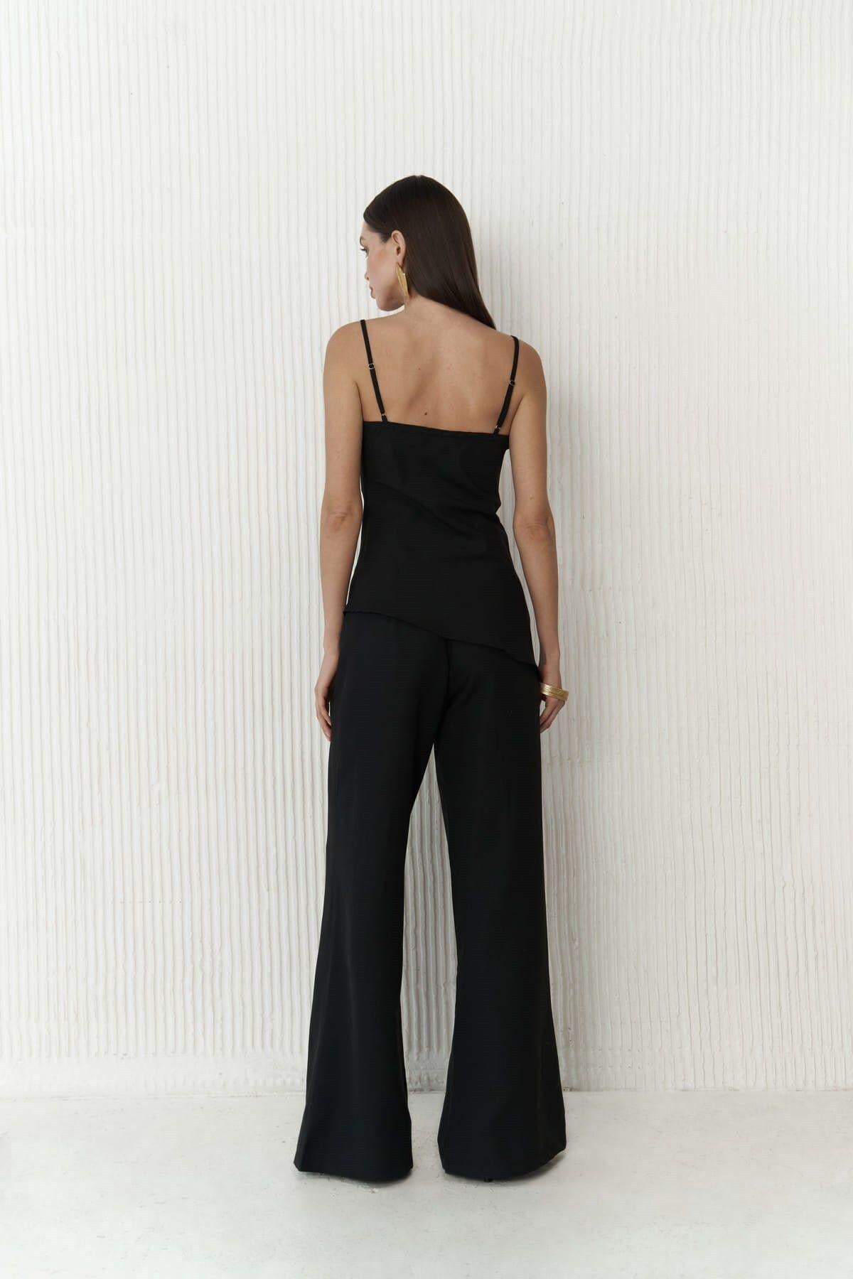 Javier Black Crop&Trousers Set