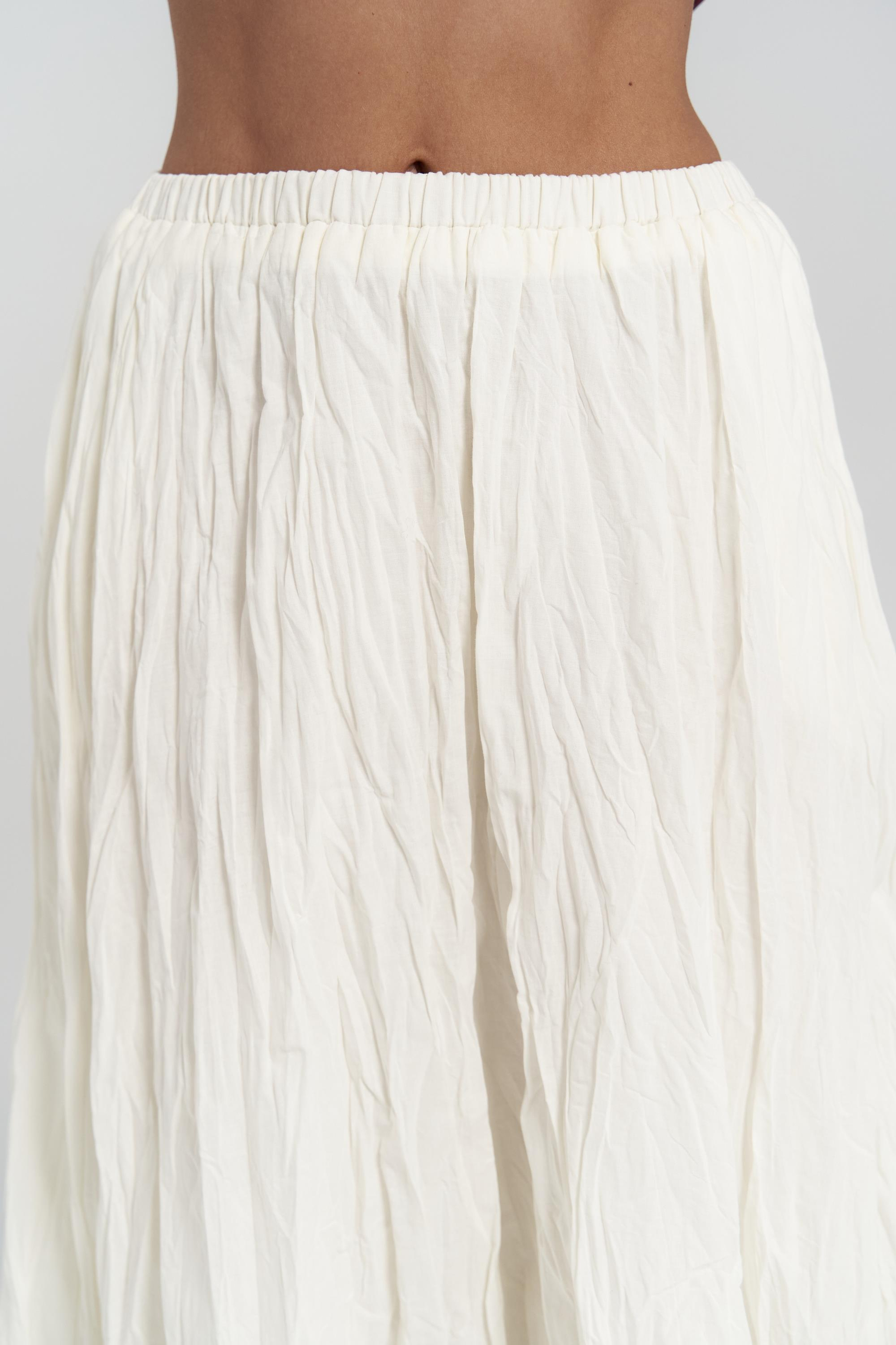 Jayla Kırışık Detay Uzun Ekru Etek