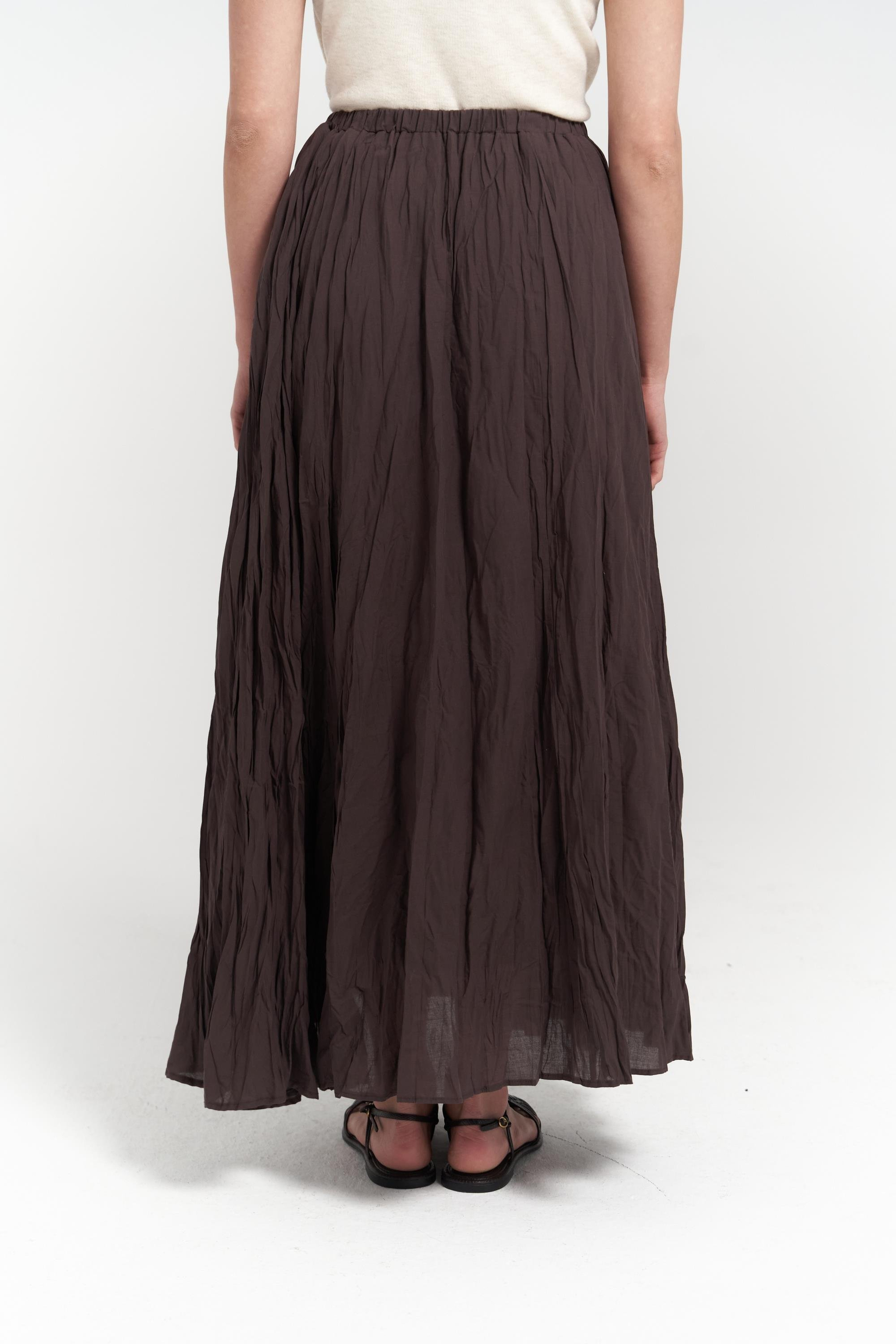 Jayla Kırışık Detay Uzun Kahve Etek