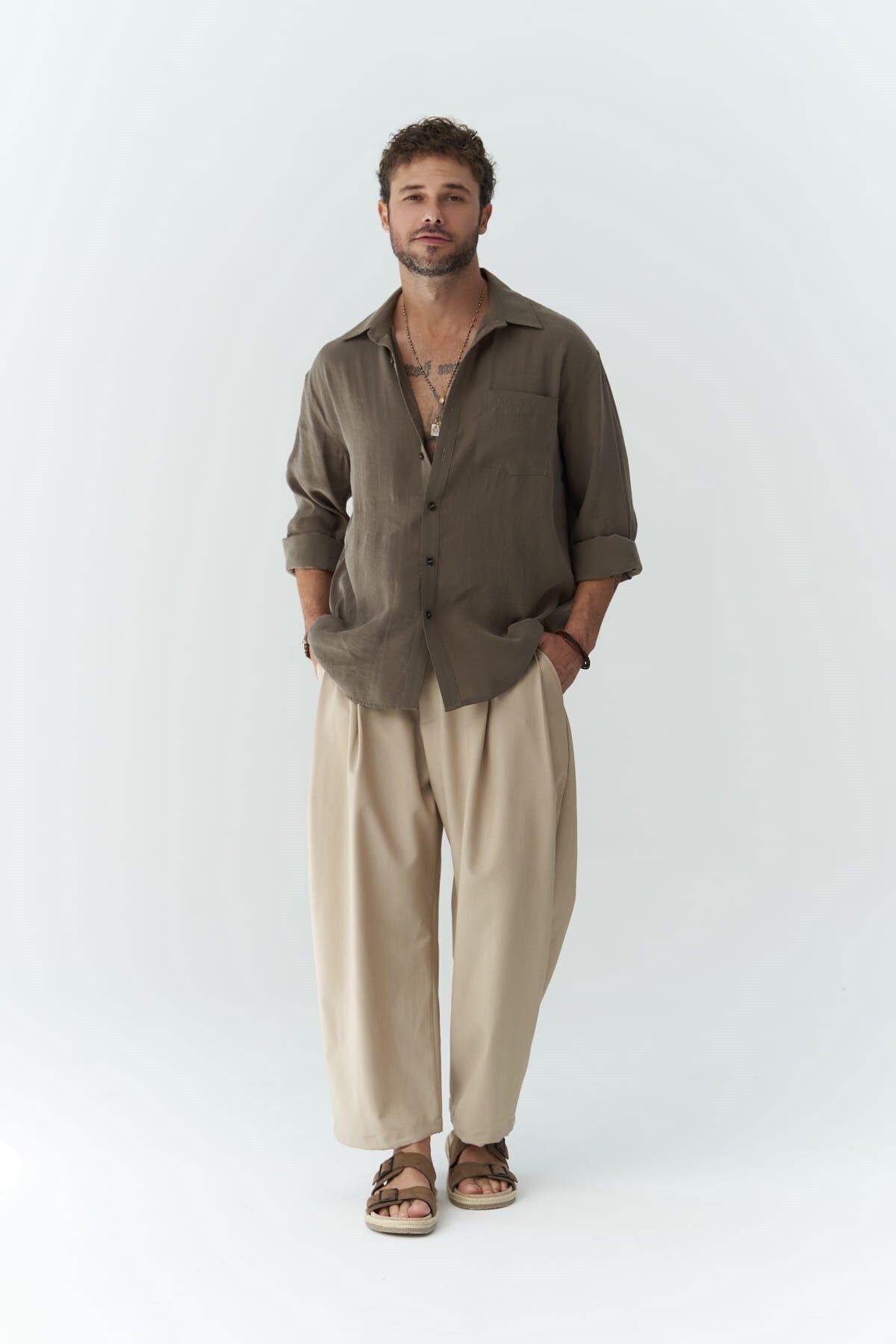 Jeremy Men's Khaki Shirt