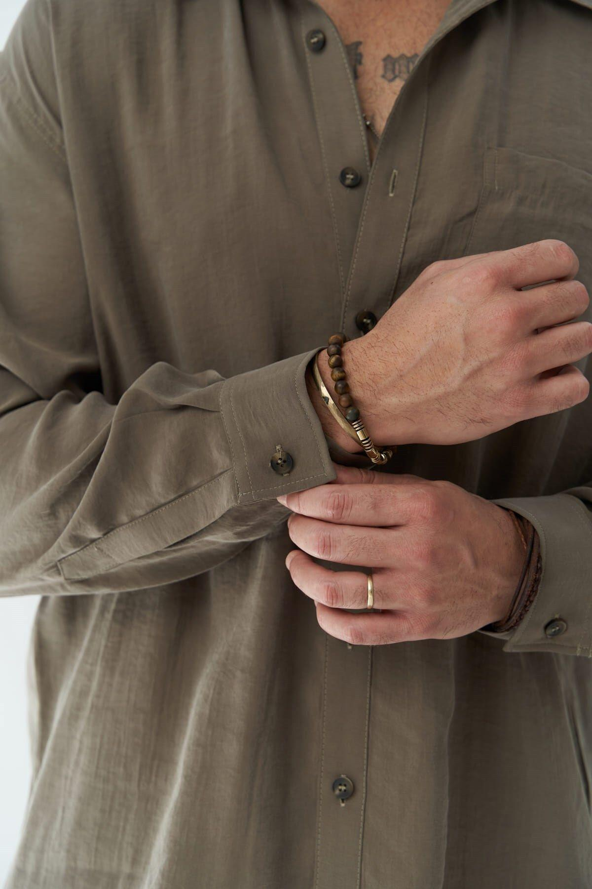 Jeremy Men's Khaki Shirt