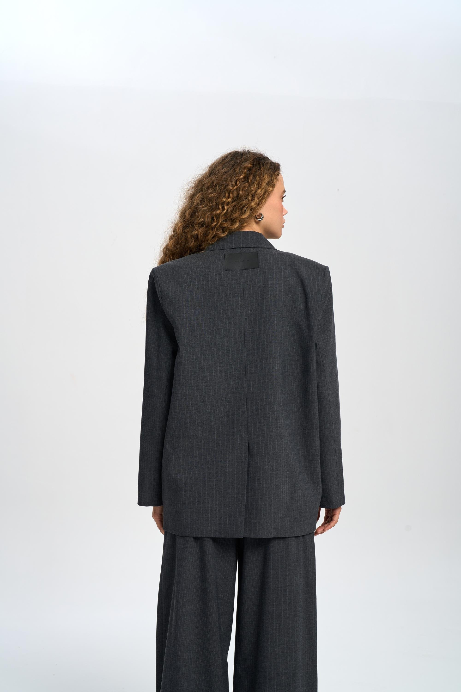 Jessical Striped Charcoal Blazer