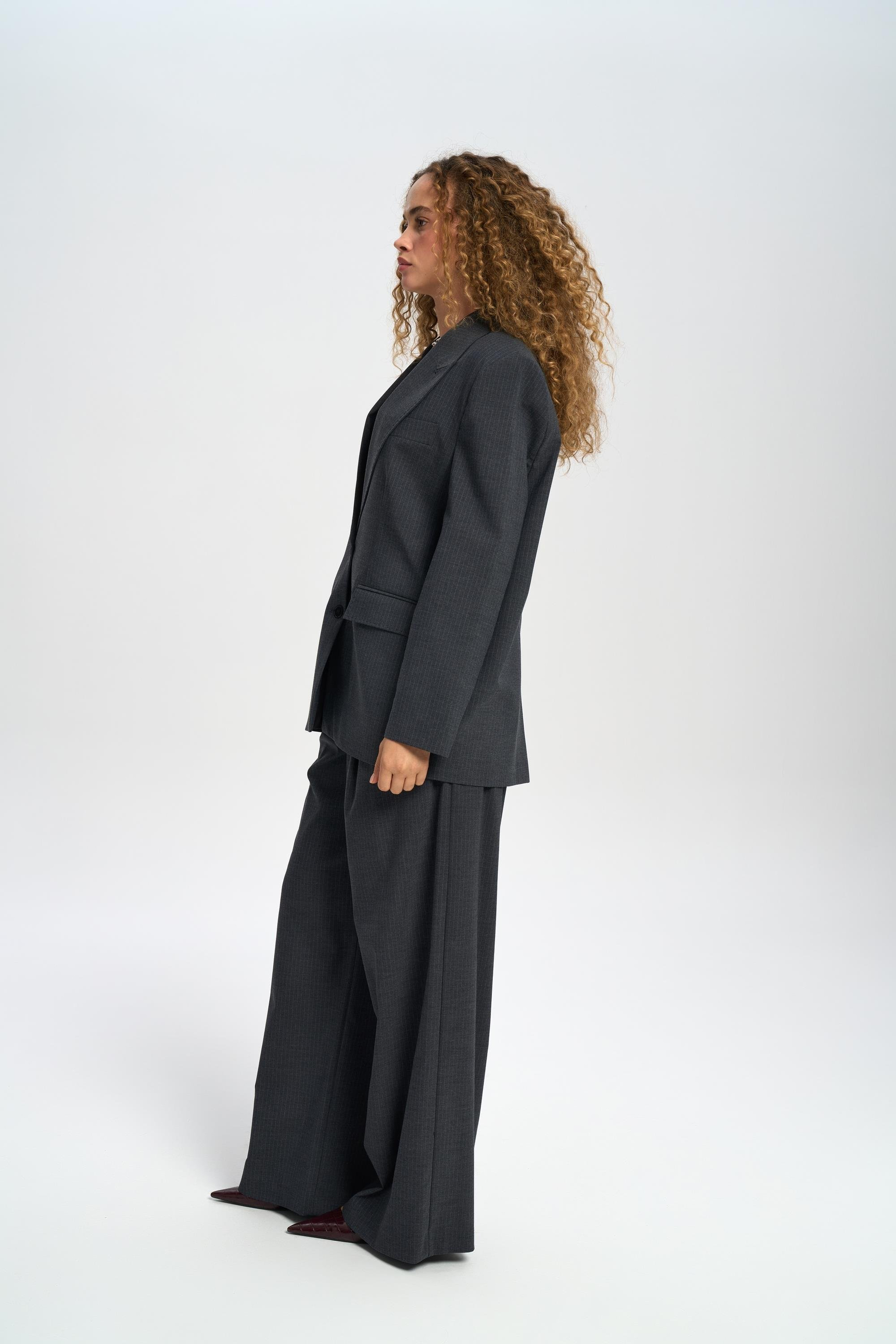 Jessical Striped Charcoal Blazer