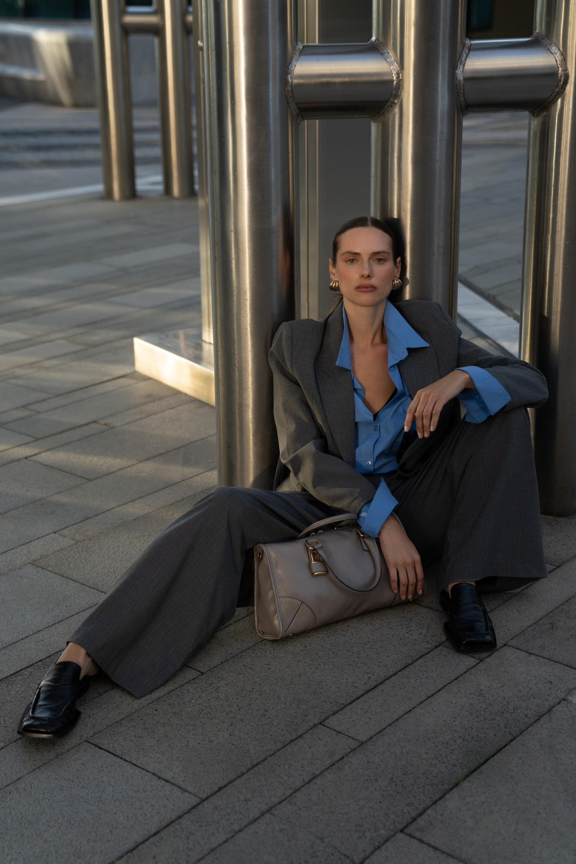 Jessical Çizgili Füme Pantolon