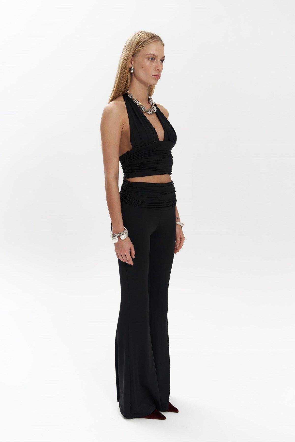 Jody Black Crop&Trousers Set