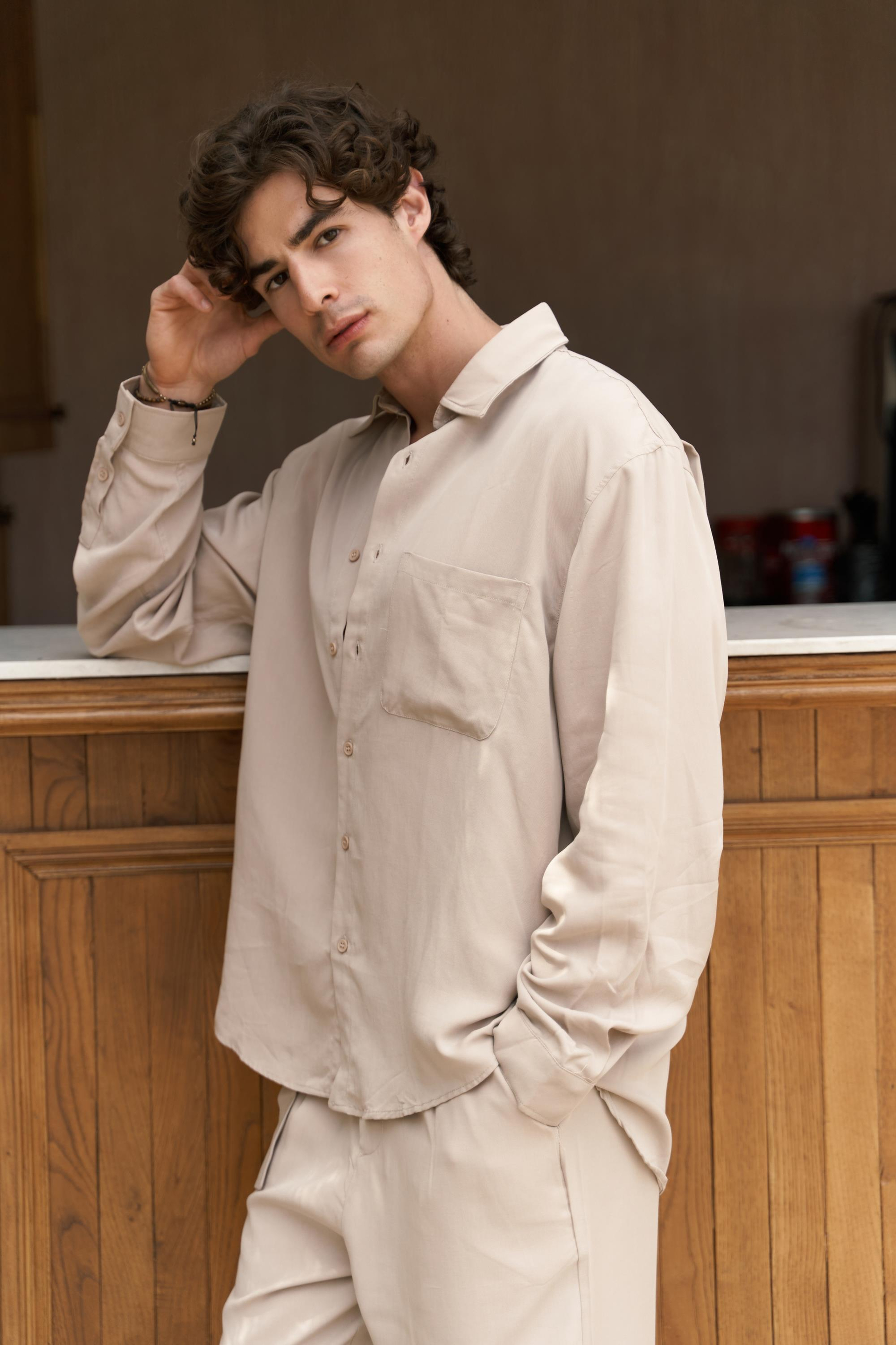Jonathan Men's Beige Shirt&Trousers Set