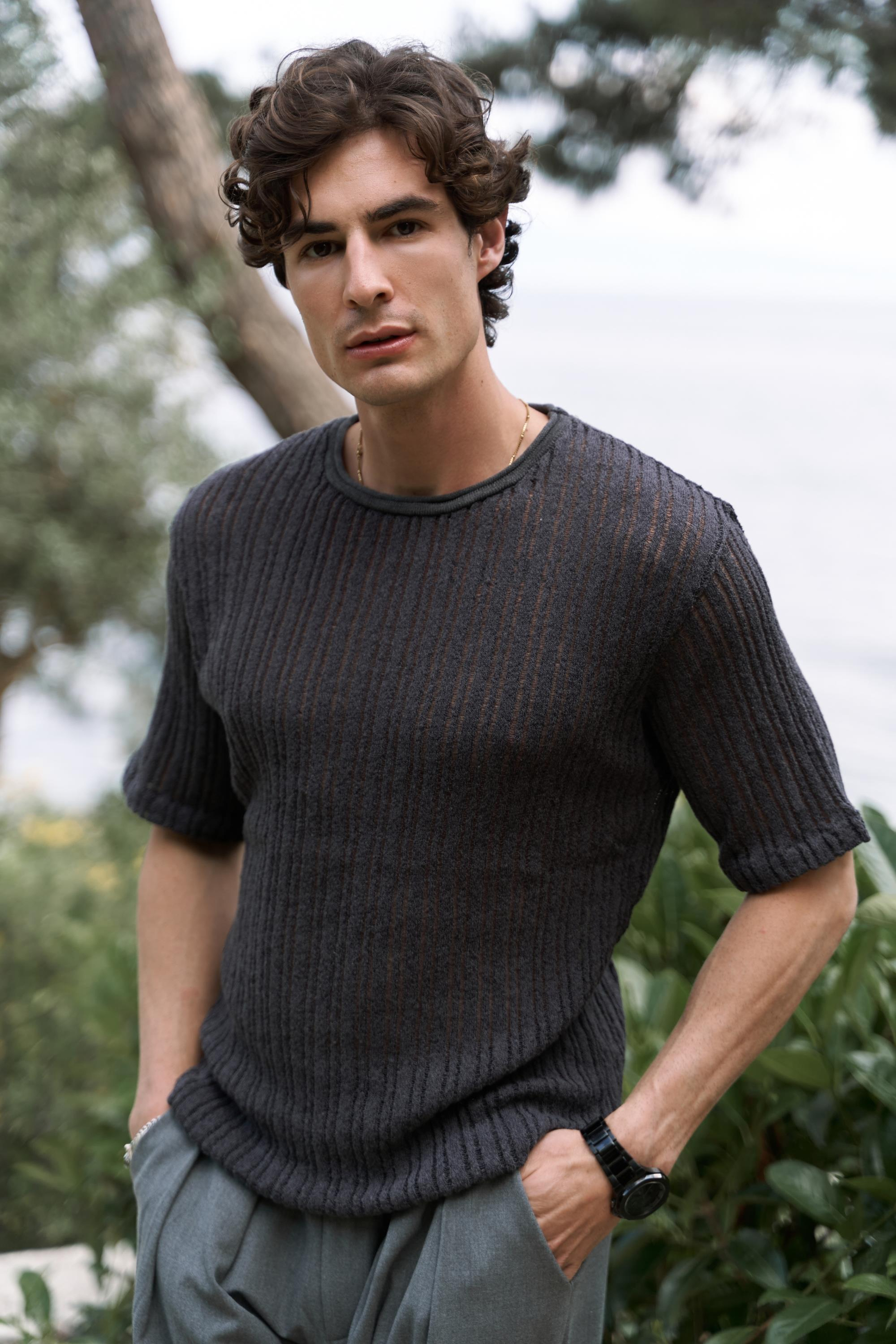 Joseph Erkek Yuvarlak Yaka Füme Triko T-Shirt