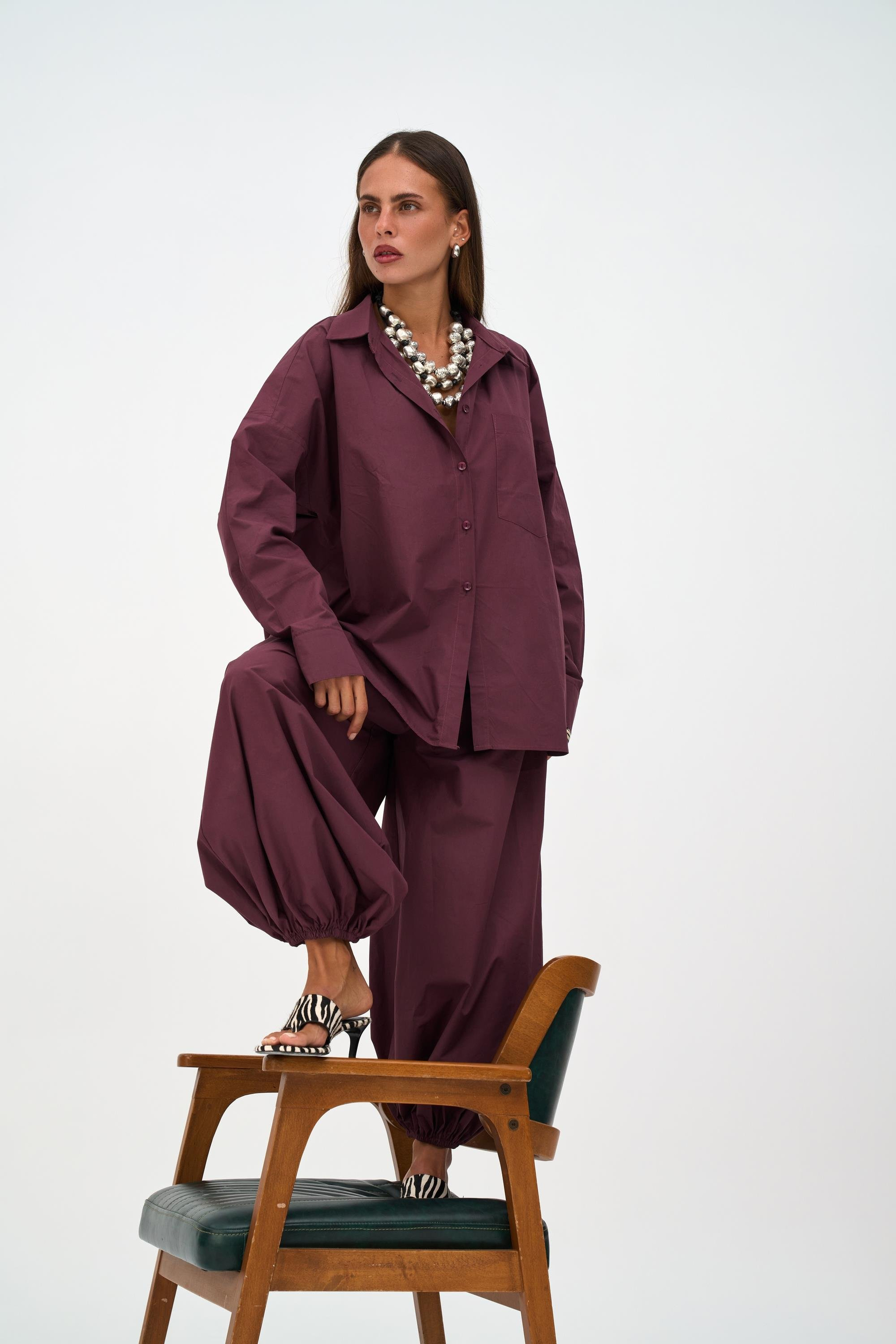 Josie Oversized Burgundy Shirt