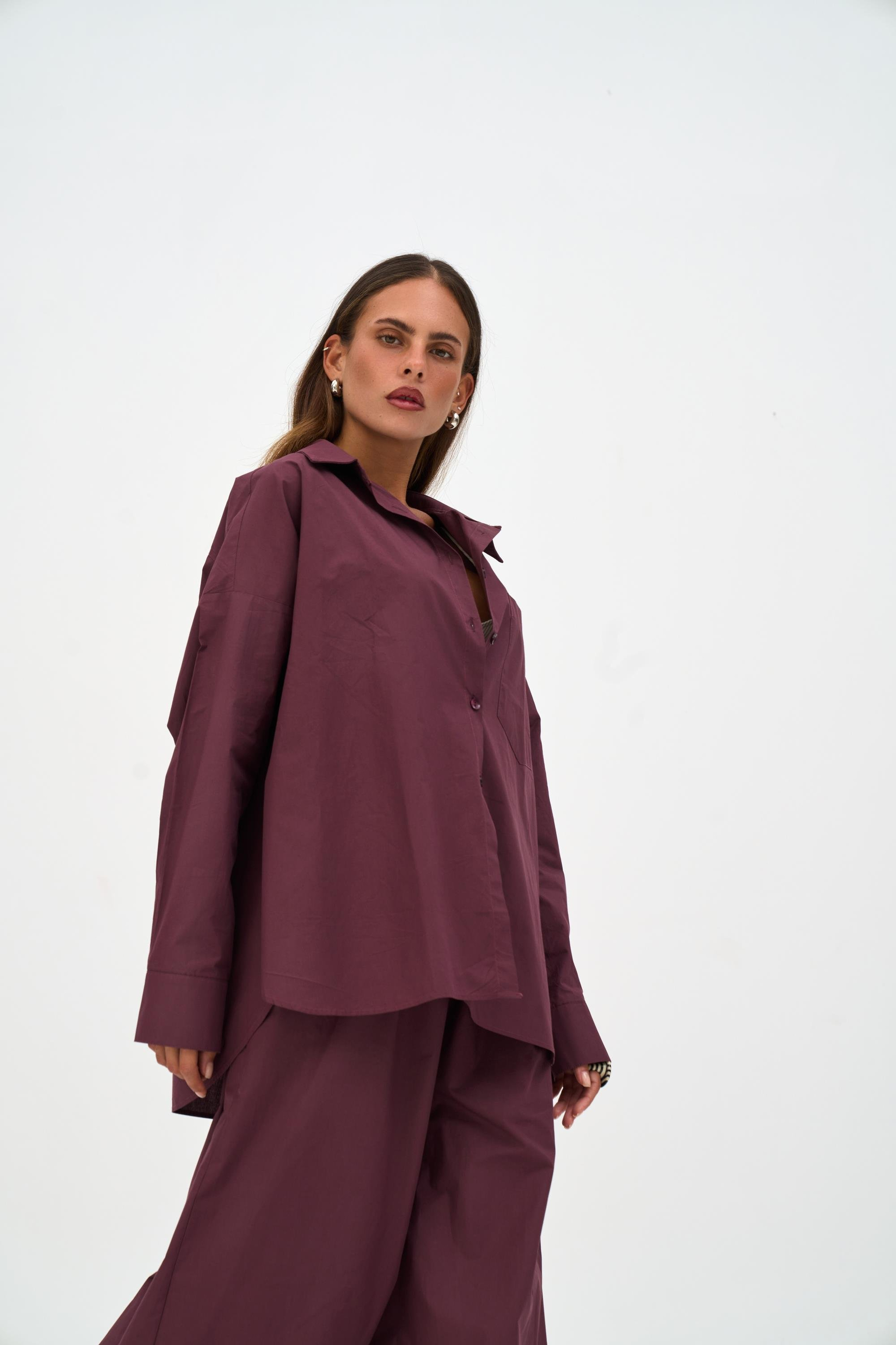 Josie Oversized Burgundy Shirt