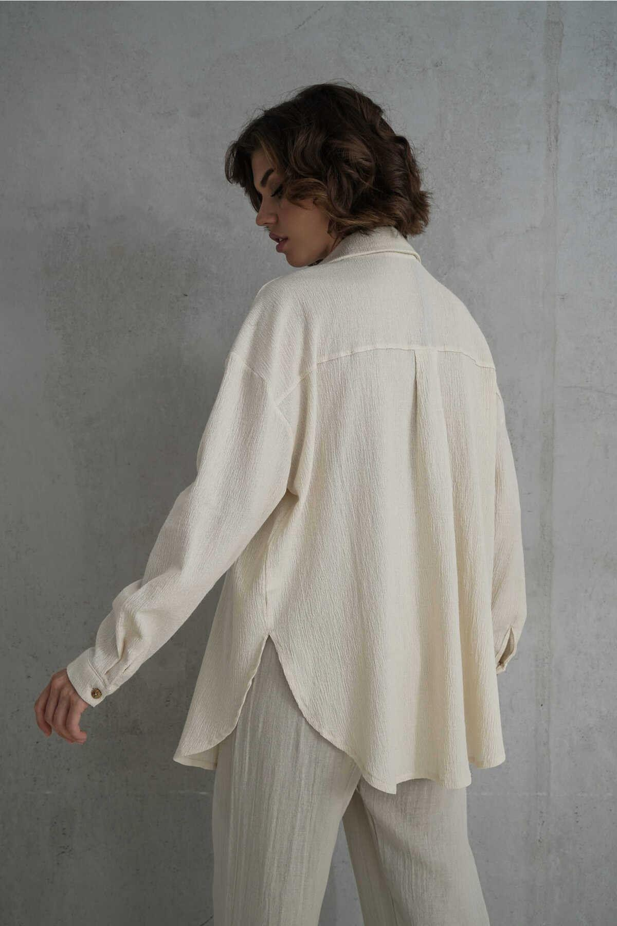 Bohemai Jovena Beige Shirt with Hidden Buttons