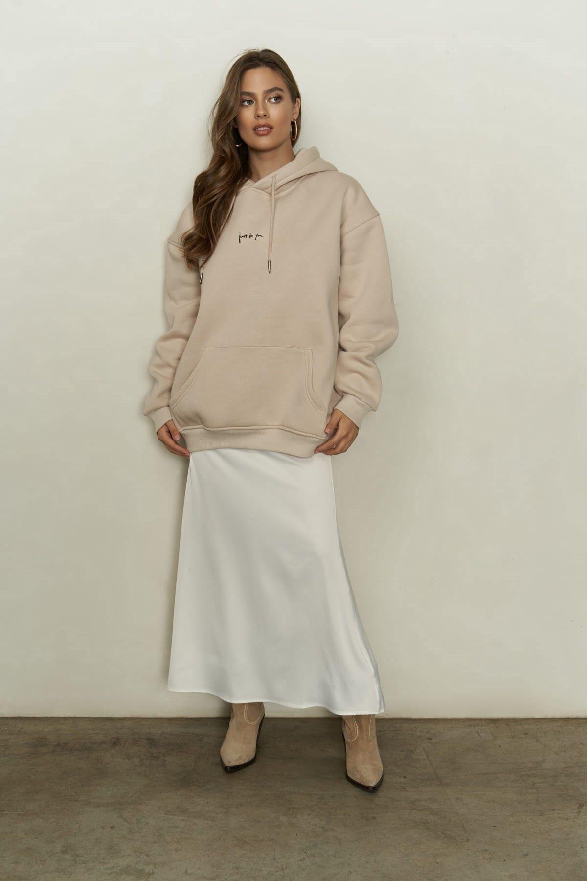 Just Be You Beige Hoodie Sweatshirt