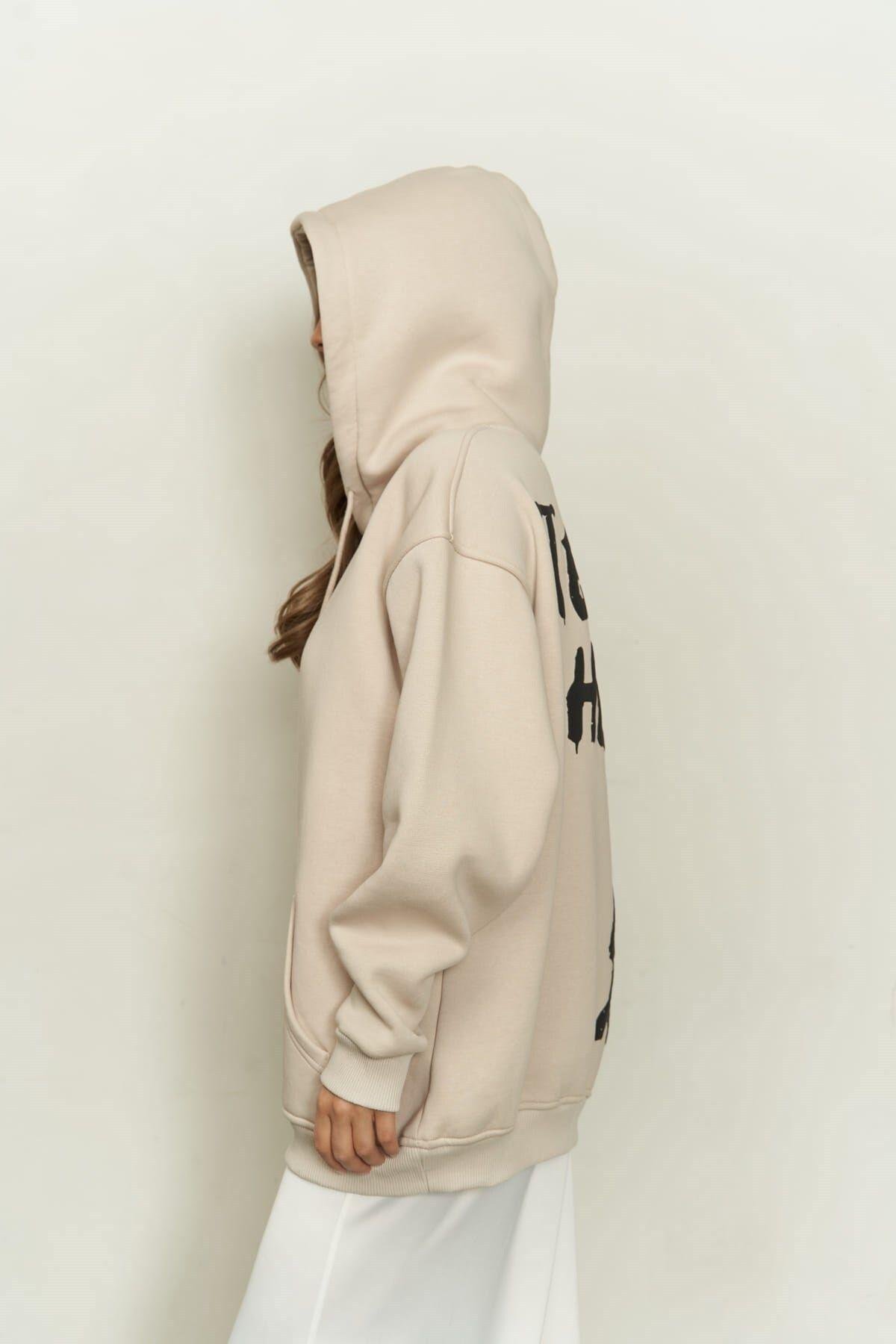 Just Be You Beige Hoodie Sweatshirt