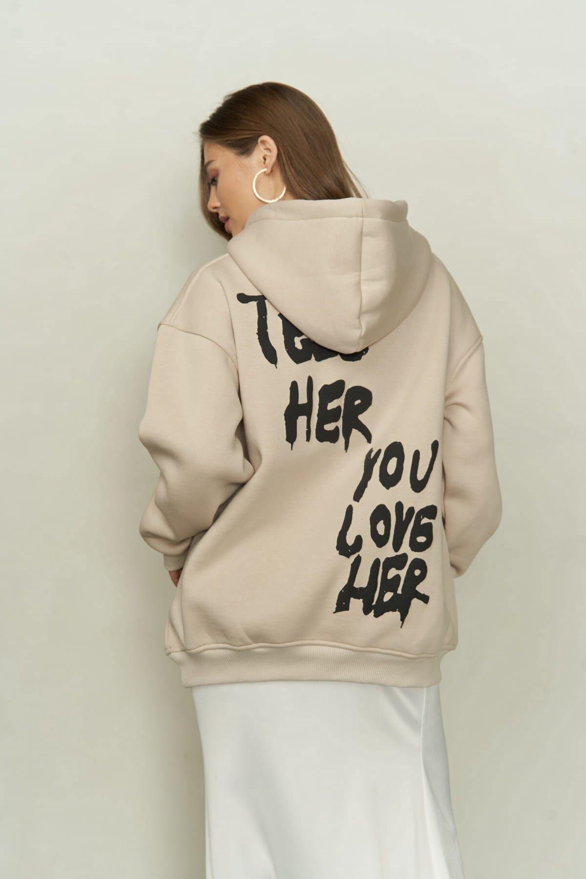 Just Be You Beige Hoodie Sweatshirt