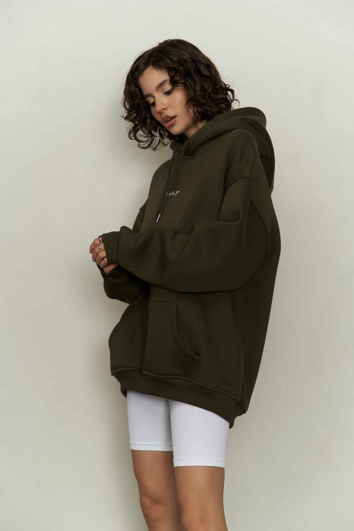 Just Be You Dark Khaki Hoodie Sweatshirt