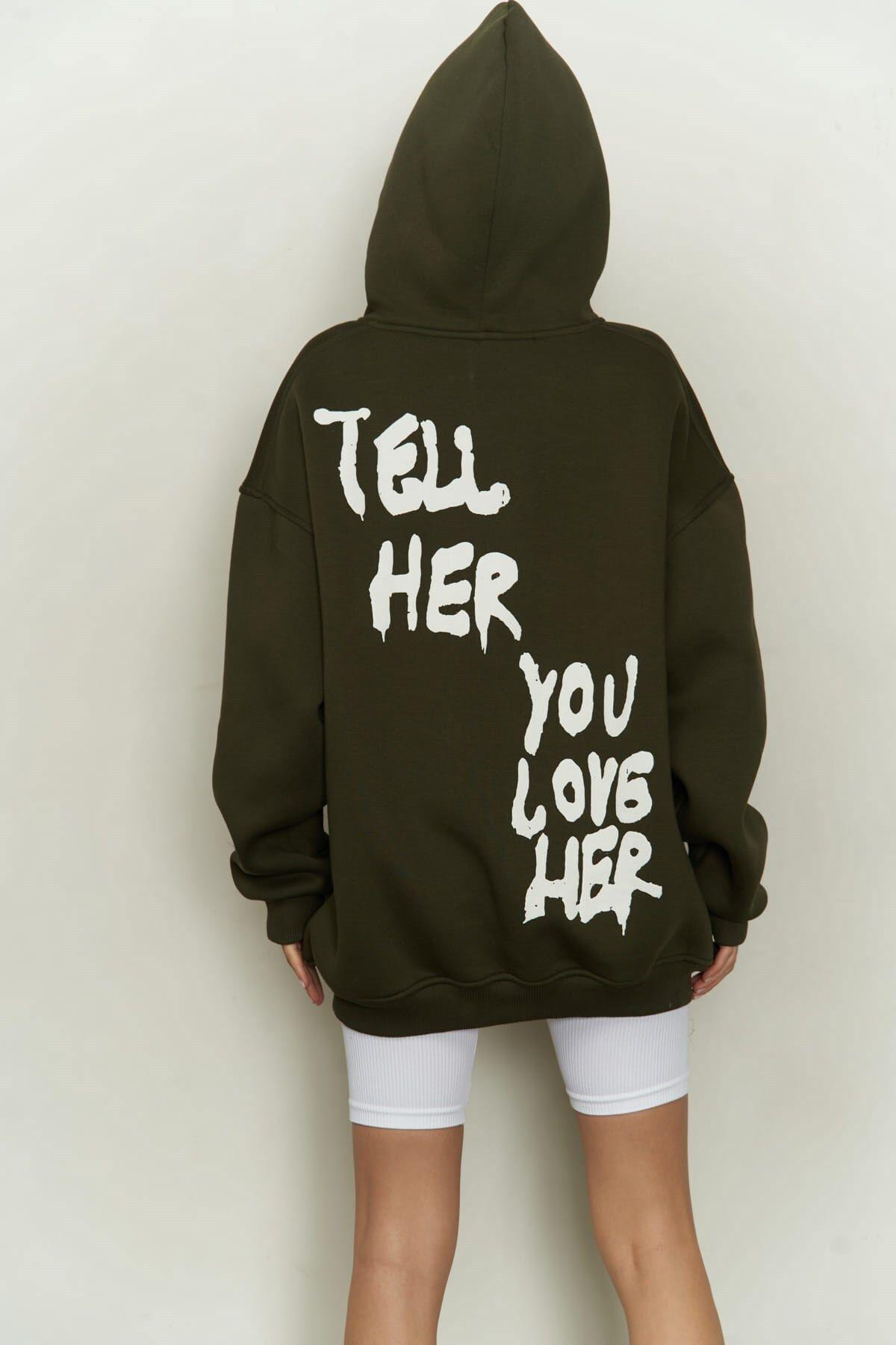 Just Be You Dark Khaki Hoodie Sweatshirt