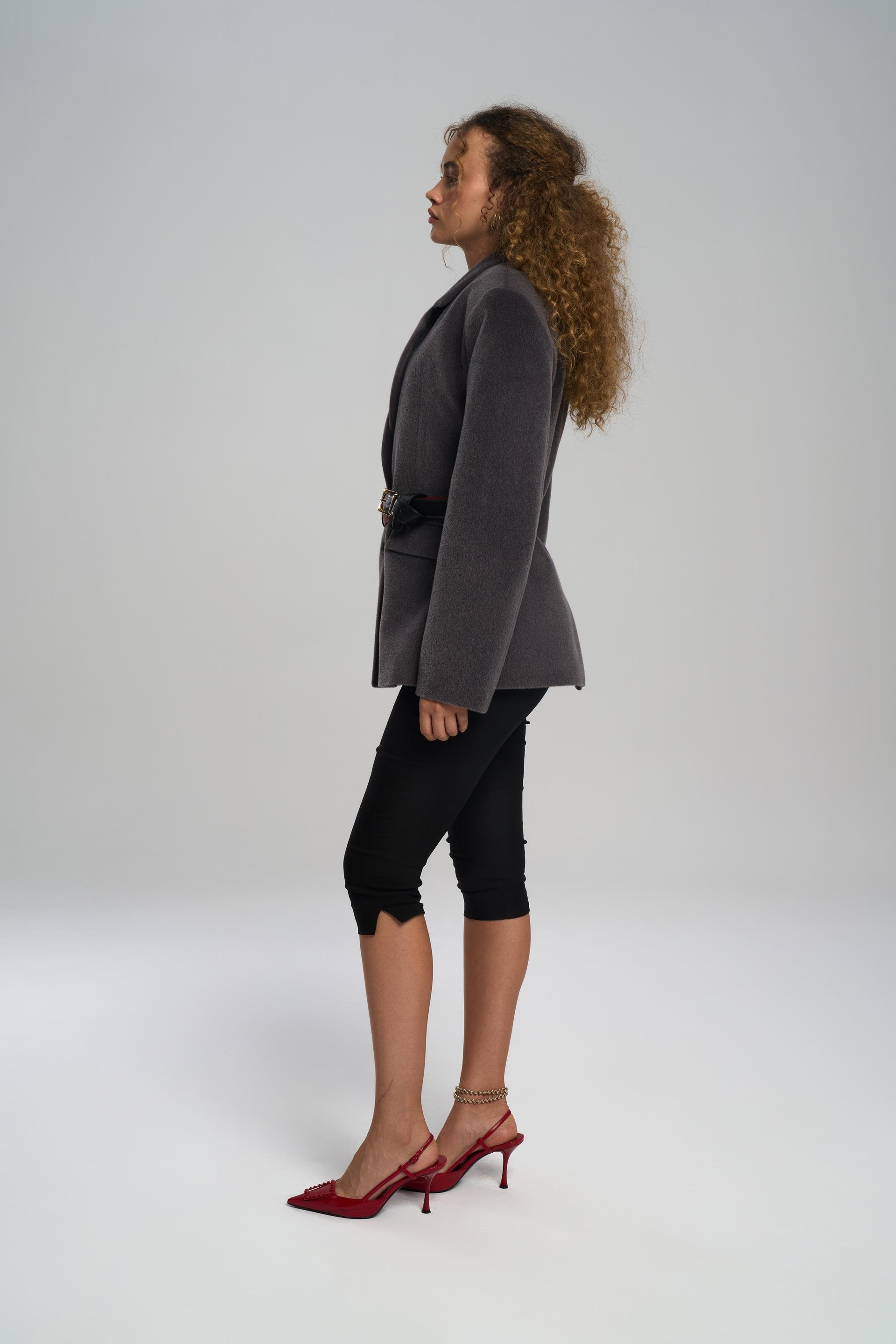 Kaela Bel Oturmalı Antrasit Blazer