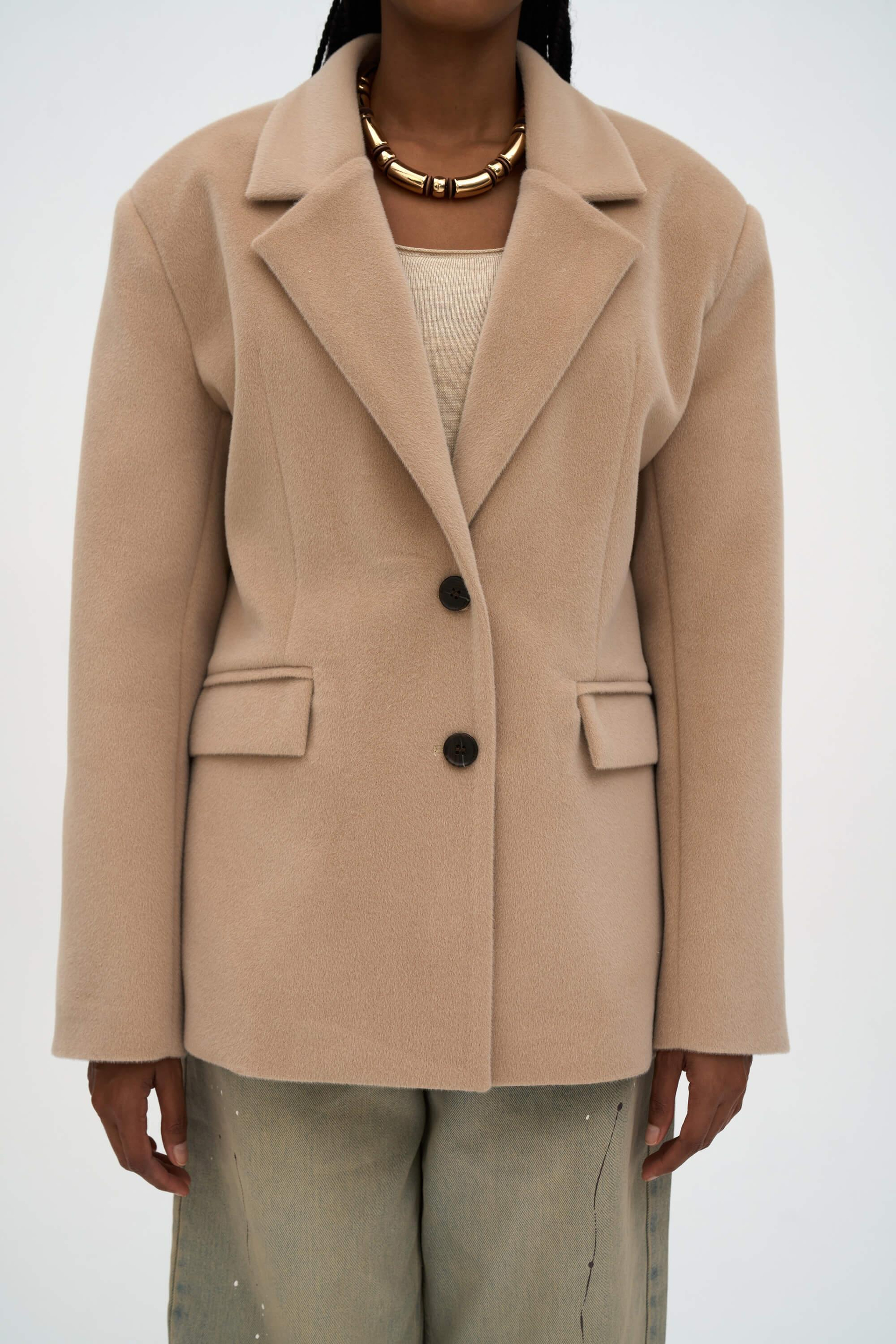 Kaela Bel Oturmalı Bej Blazer