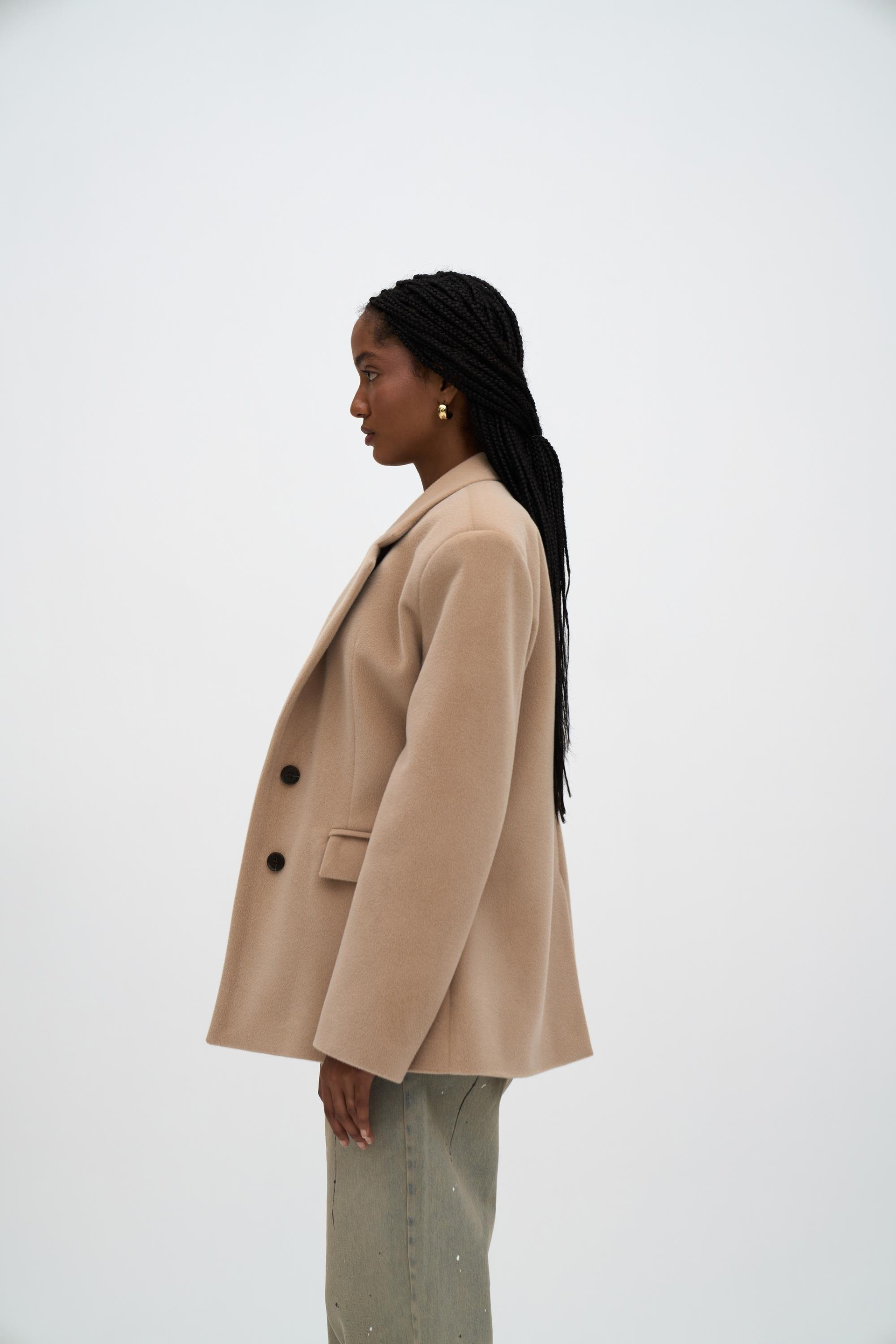 Kaela Bel Oturmalı Bej Blazer