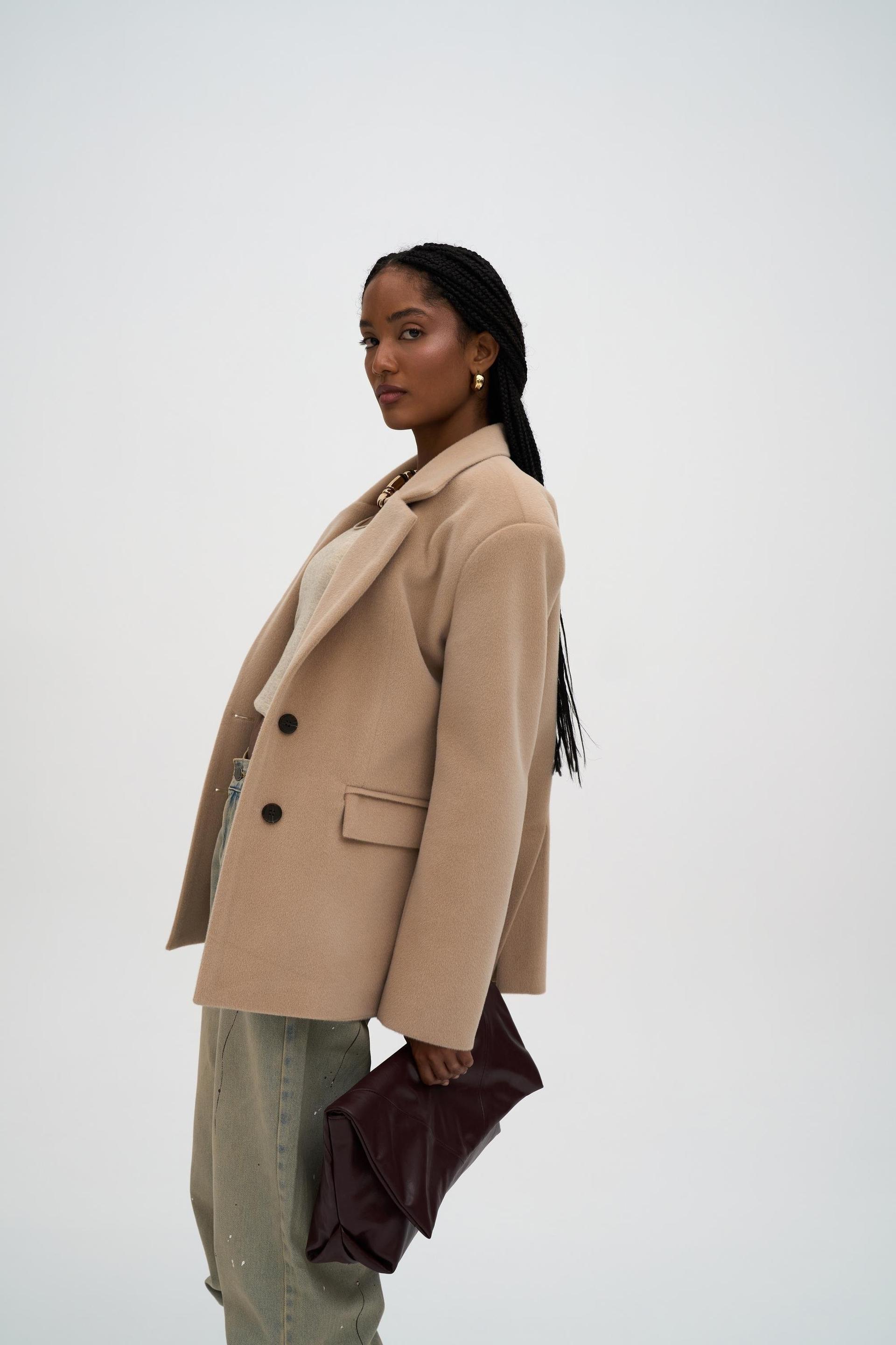 Kaela Bel Oturmalı Bej Blazer