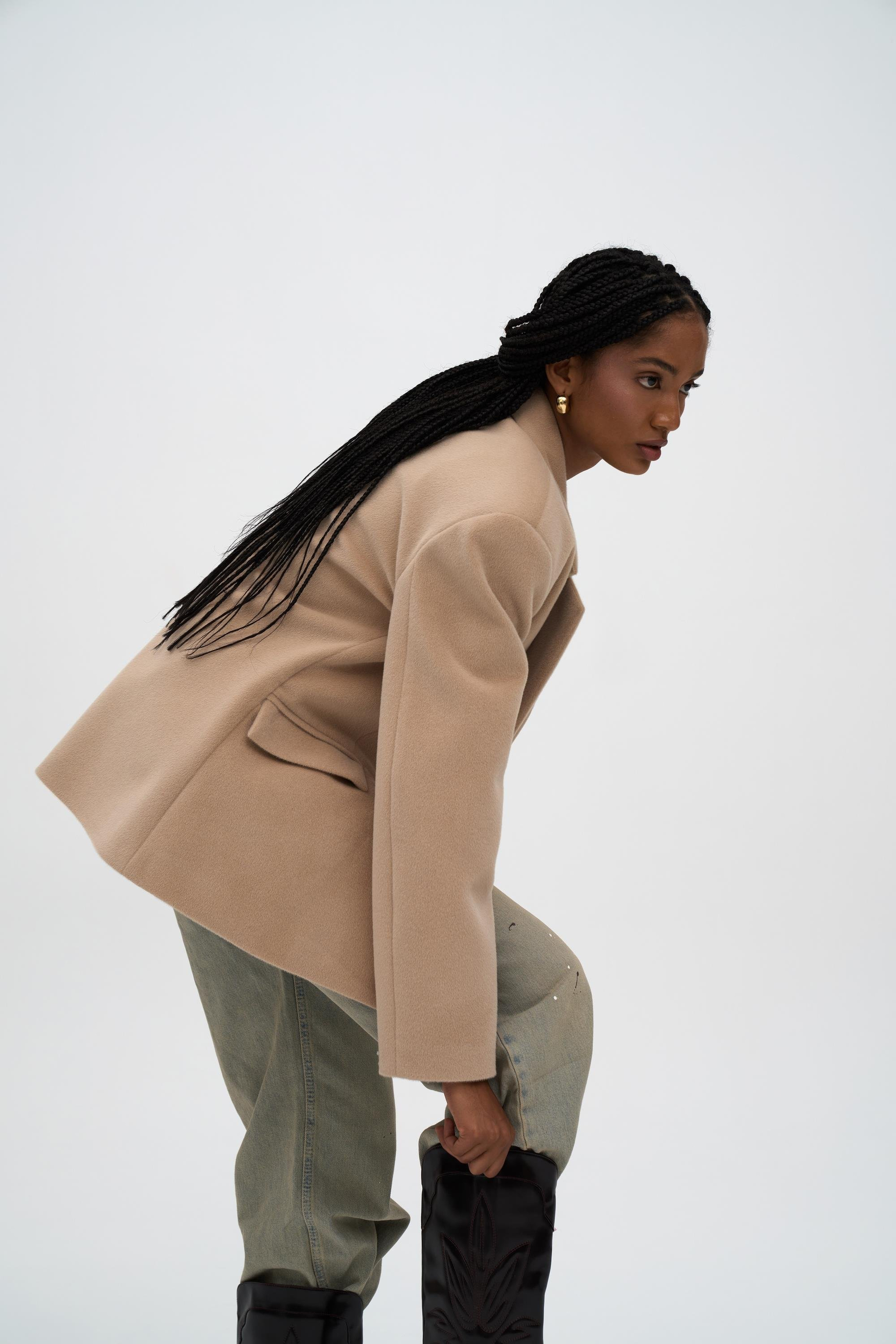 Kaela Bel Oturmalı Bej Blazer