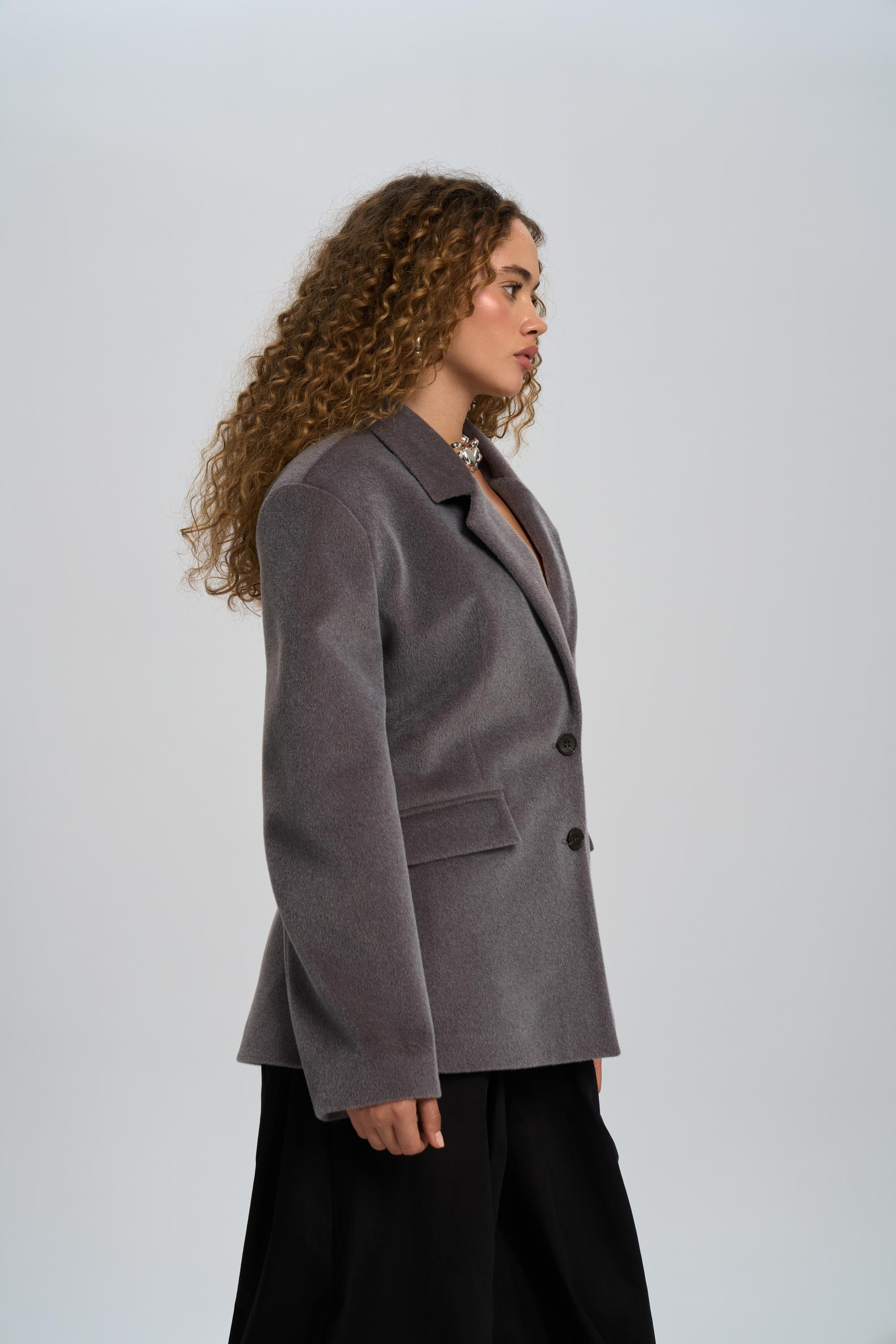 Kaela Bel Oturmalı Gri Blazer