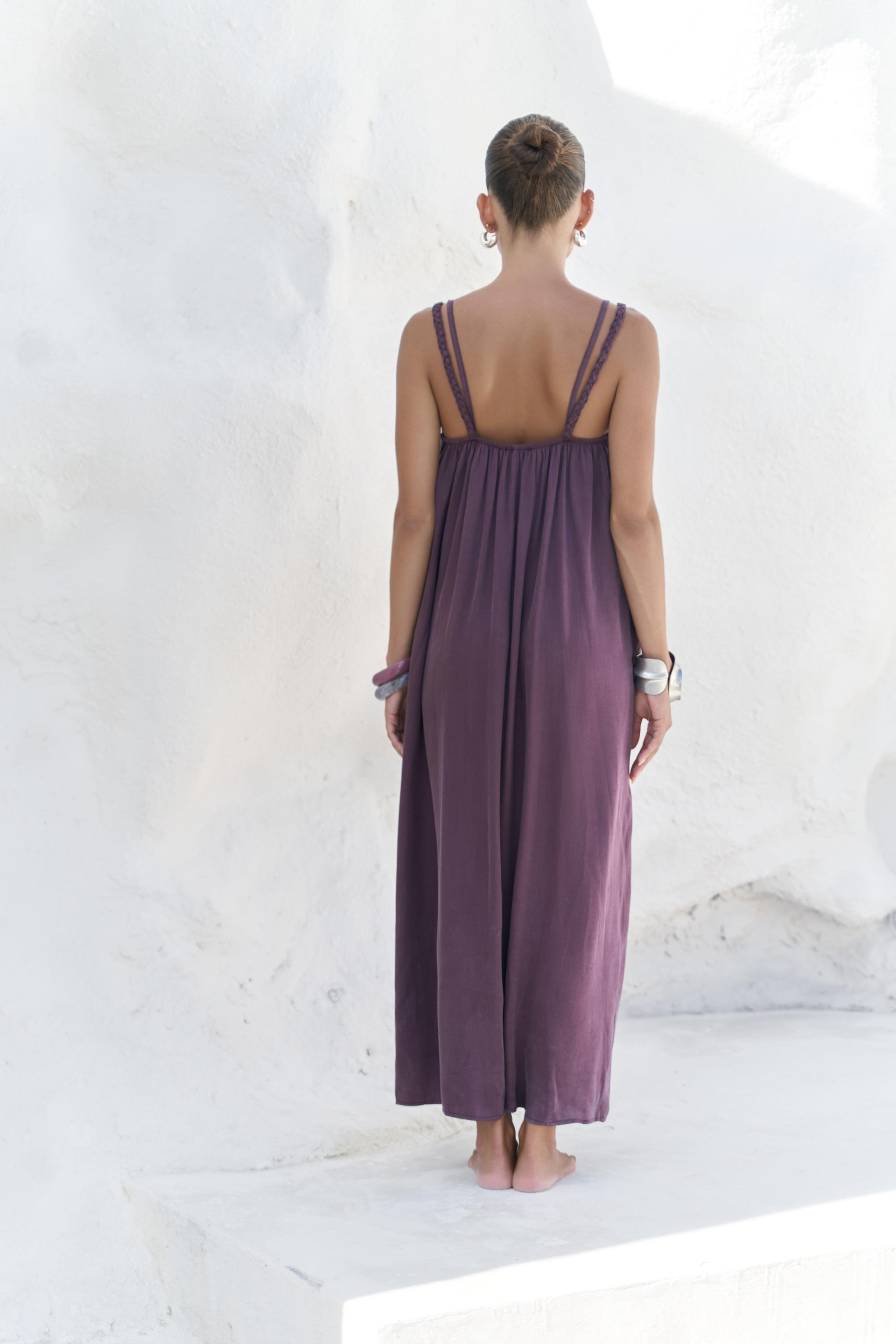 Kasteli Boncuk Detay Bordo Elbise