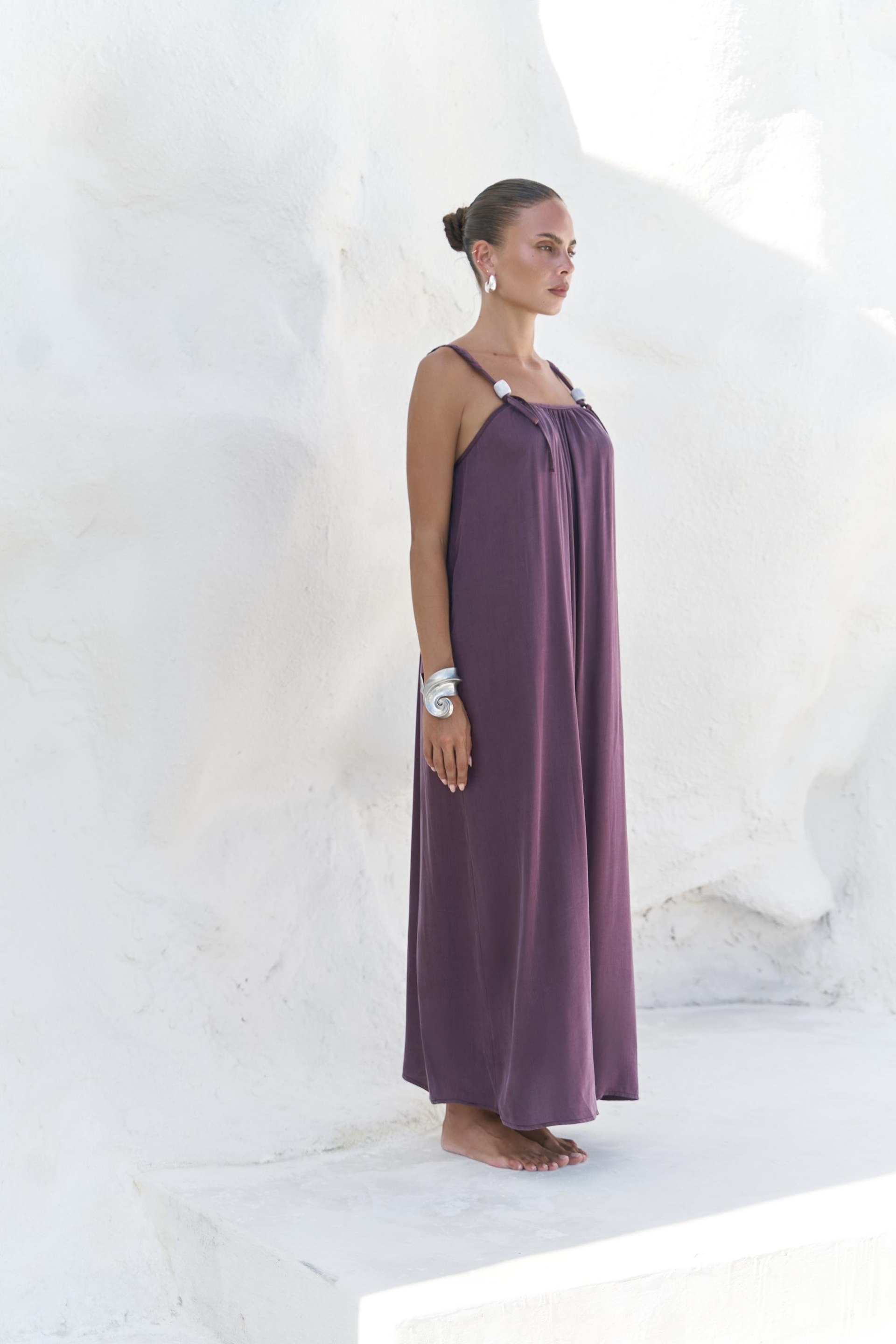 Kasteli Boncuk Detay Bordo Elbise