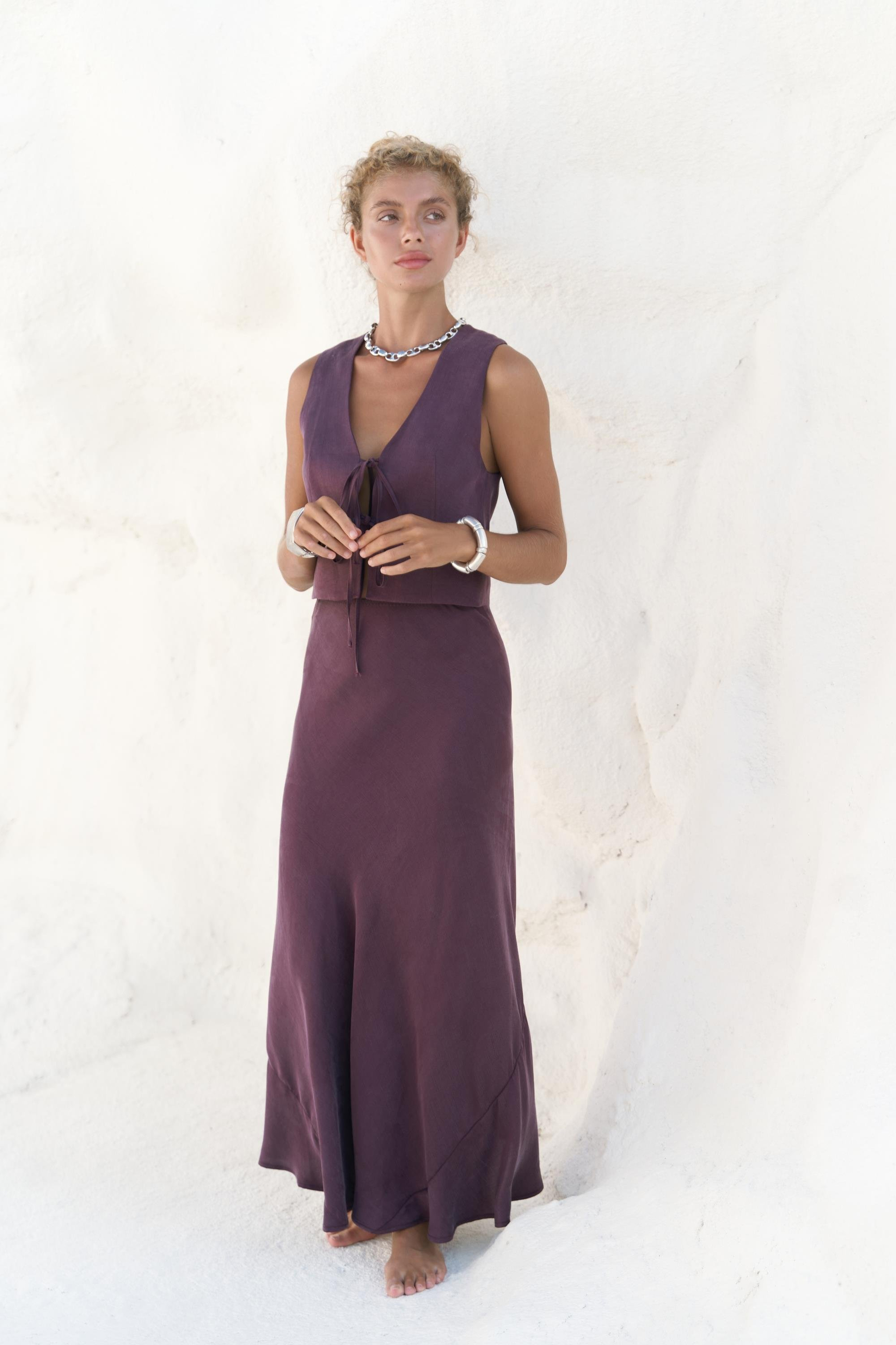 Katanya Bordo Yelek Etek Takım