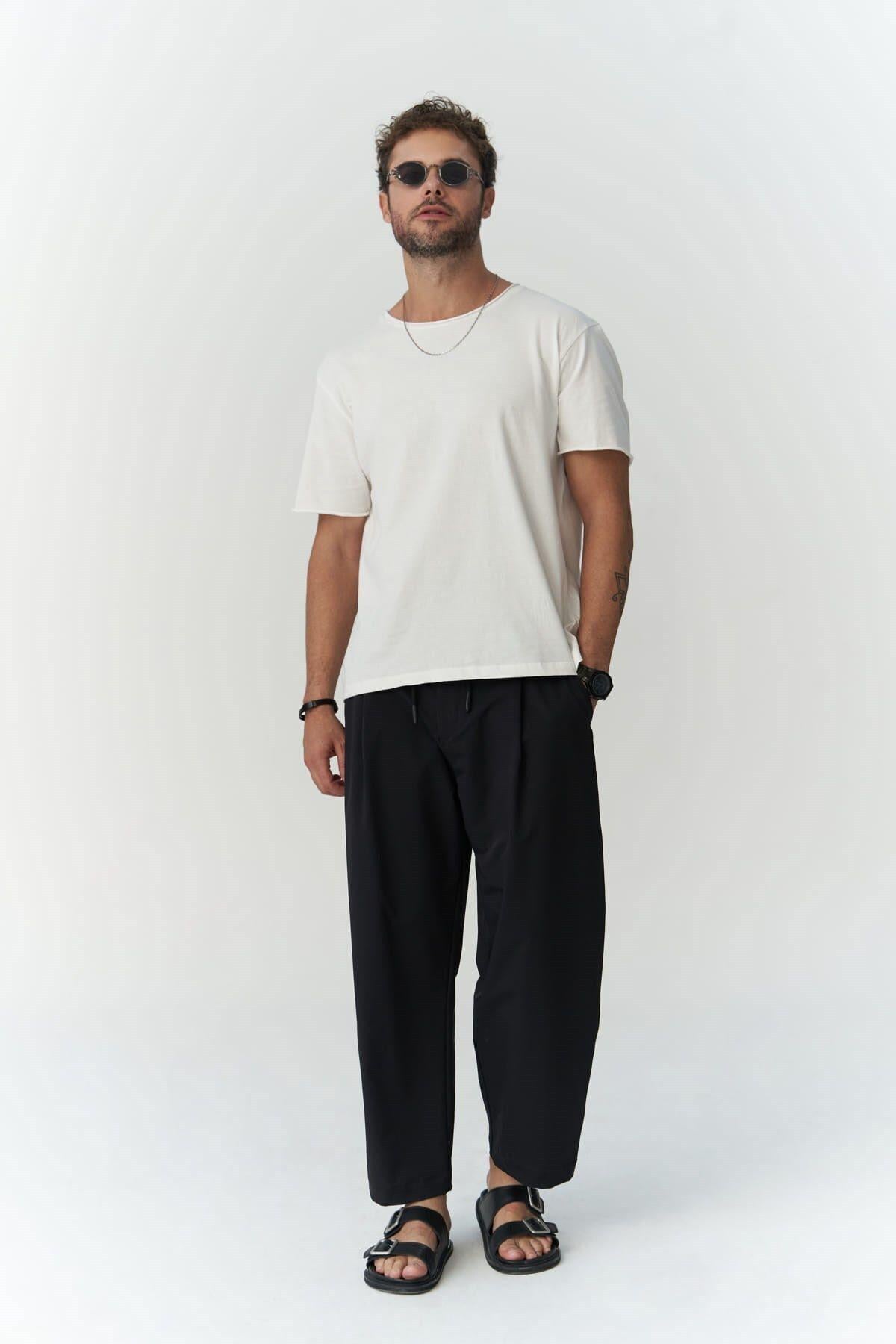 Kenway Bağcık Detaylı Siyah Erkek Pantolon