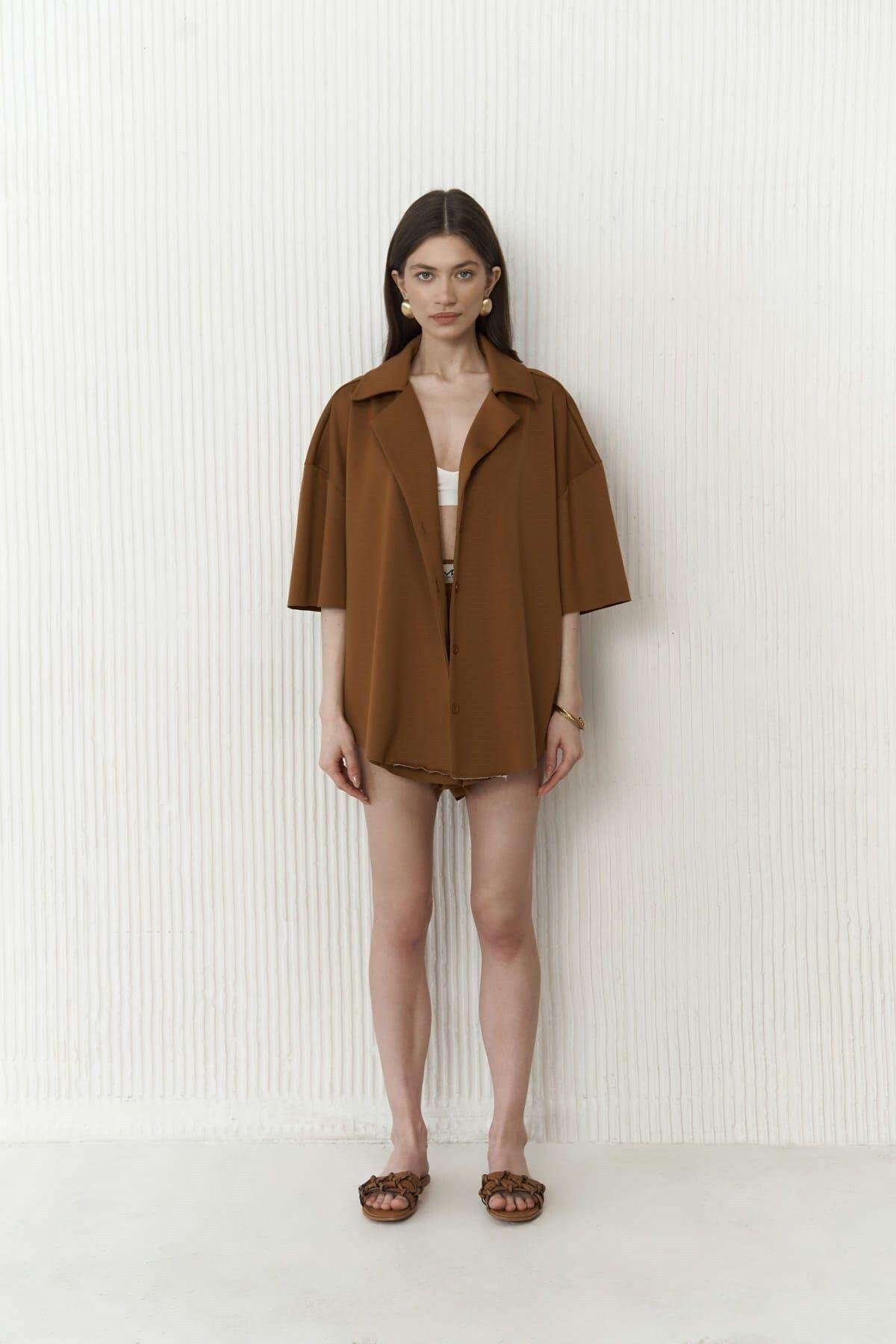 Kinsley Koyu Taba Şort Takım