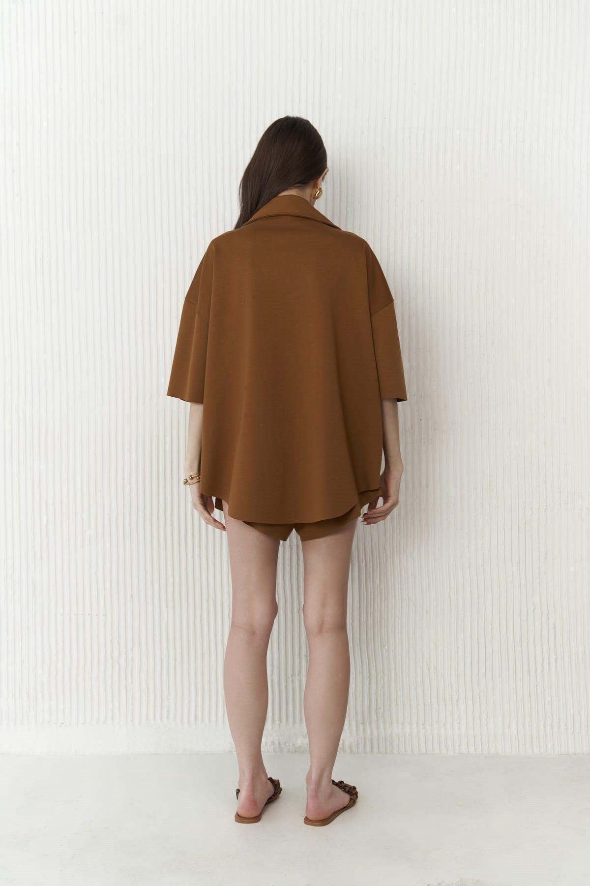 Kinsley Koyu Taba Şort Takım