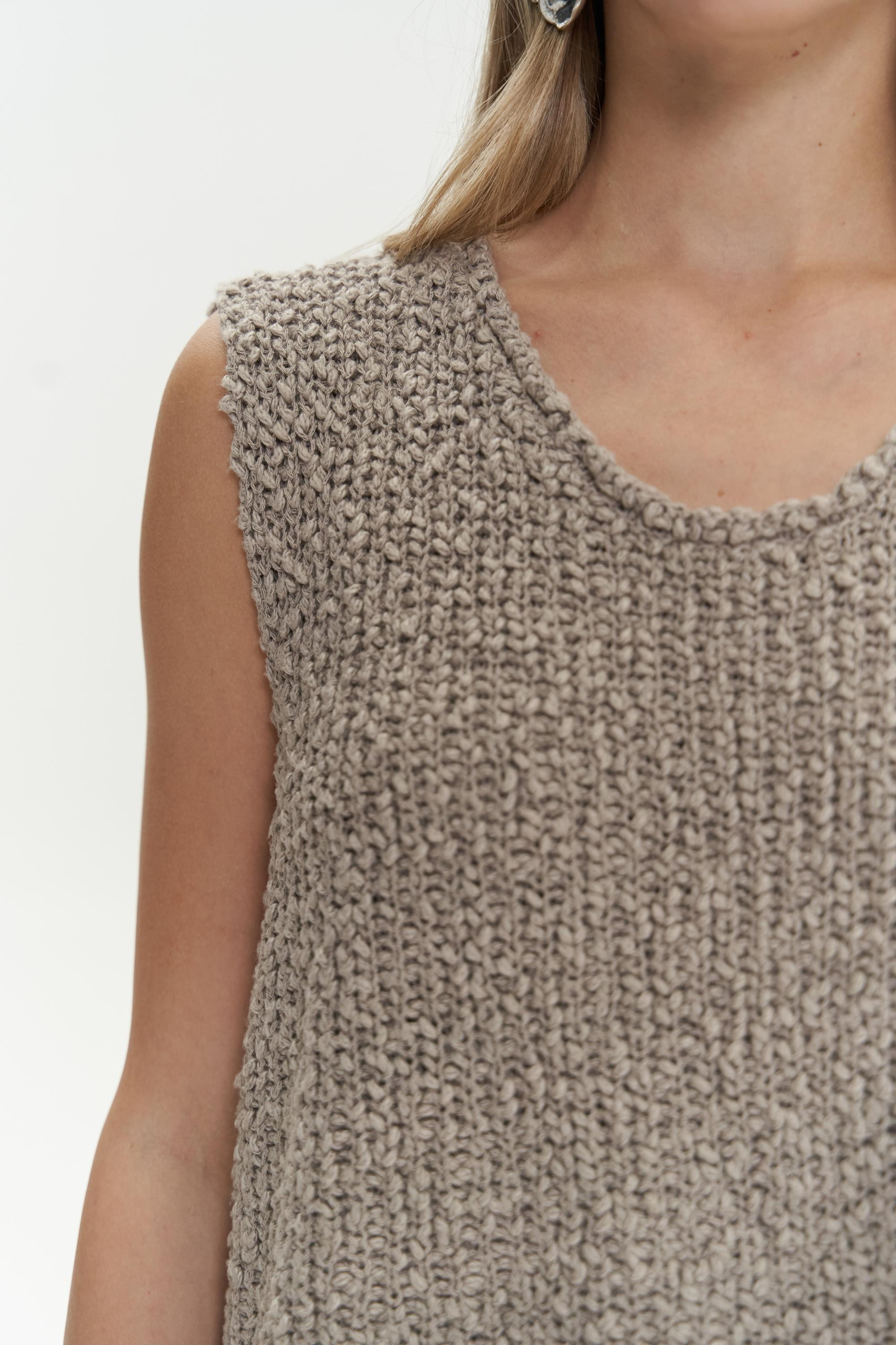 Knitle Rahat Kalıp Triko Vizon Crop