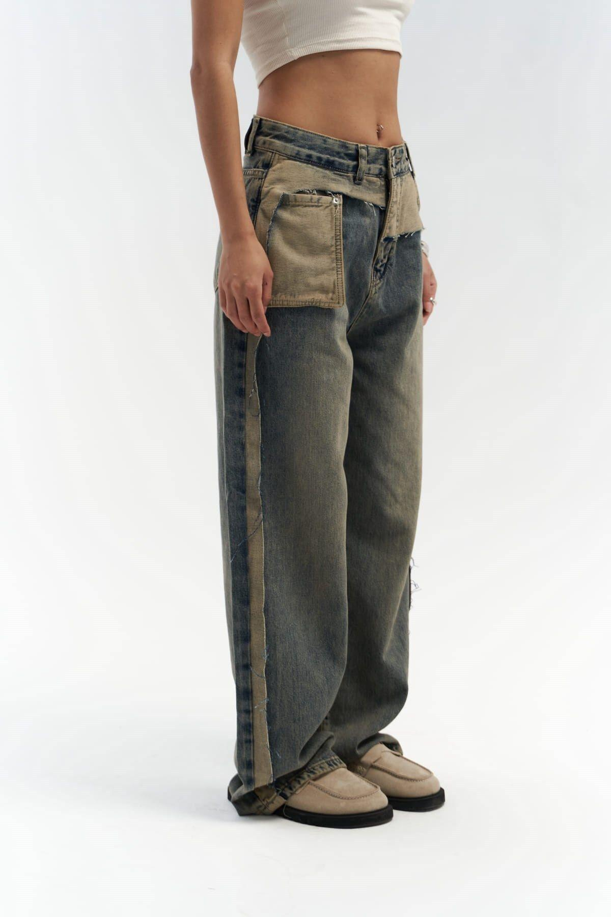 Kristen Dirty Green Jeans with Ripped Detail 