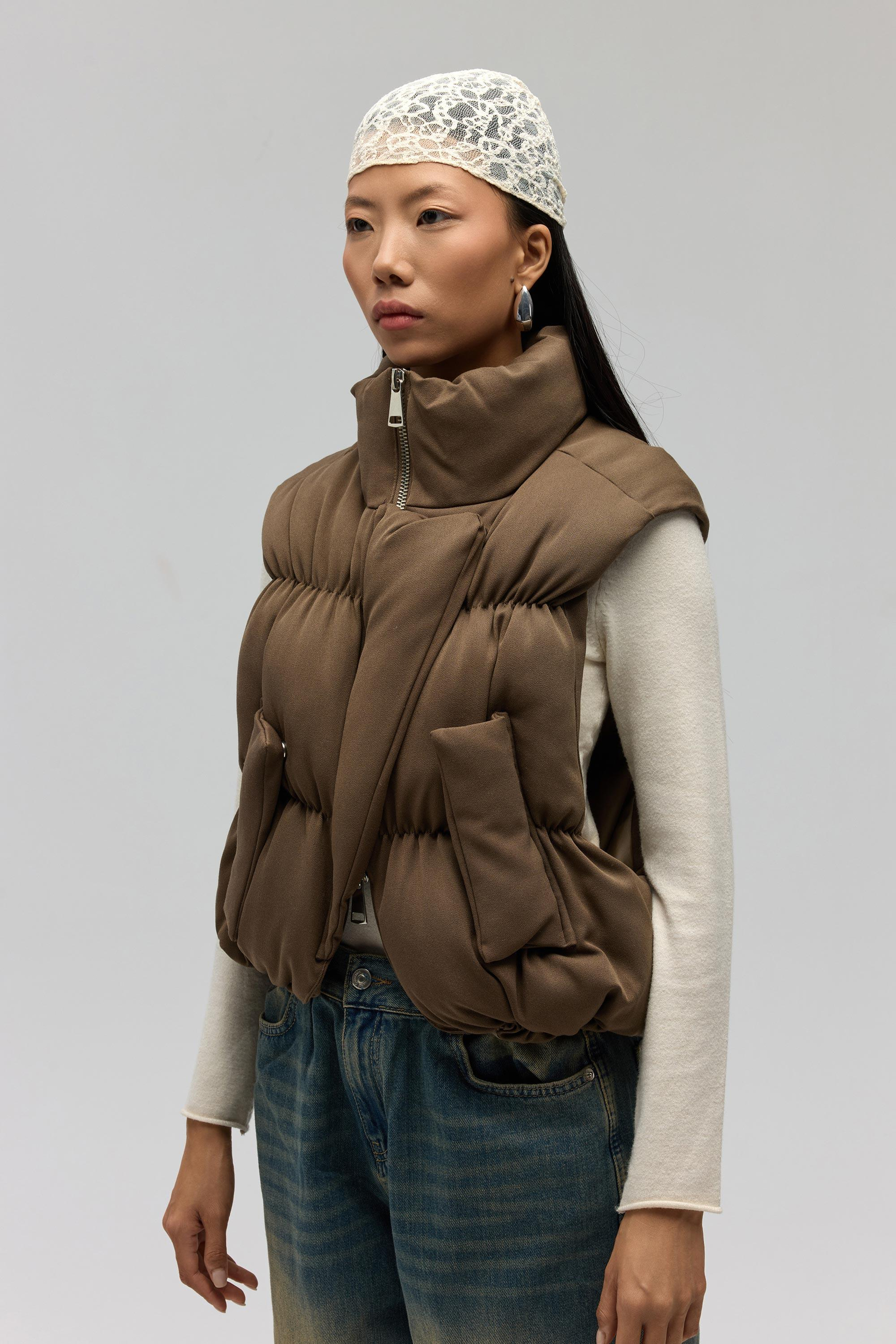 Laila Khaki Puffer Vest