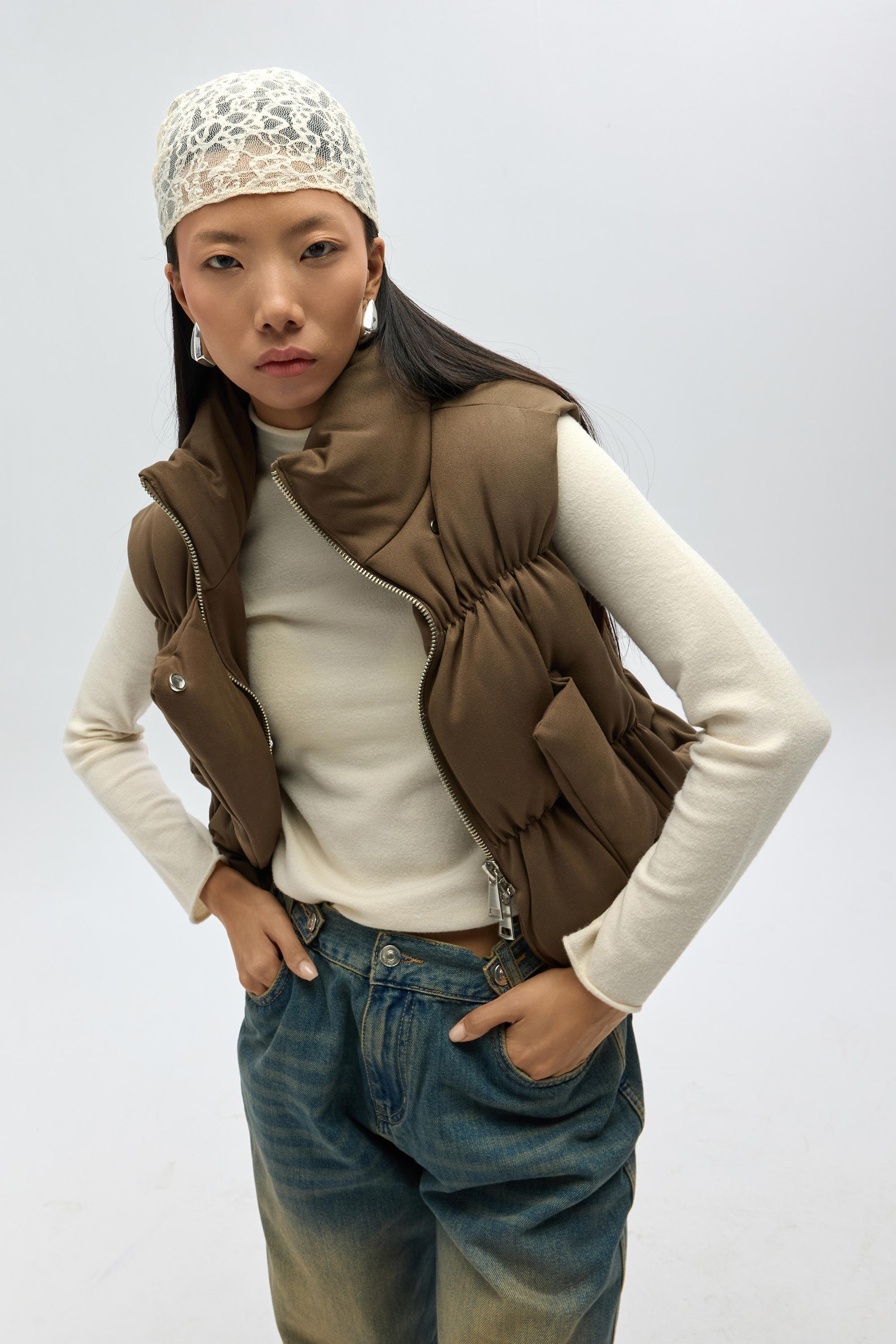 Laila Khaki Puffer Vest