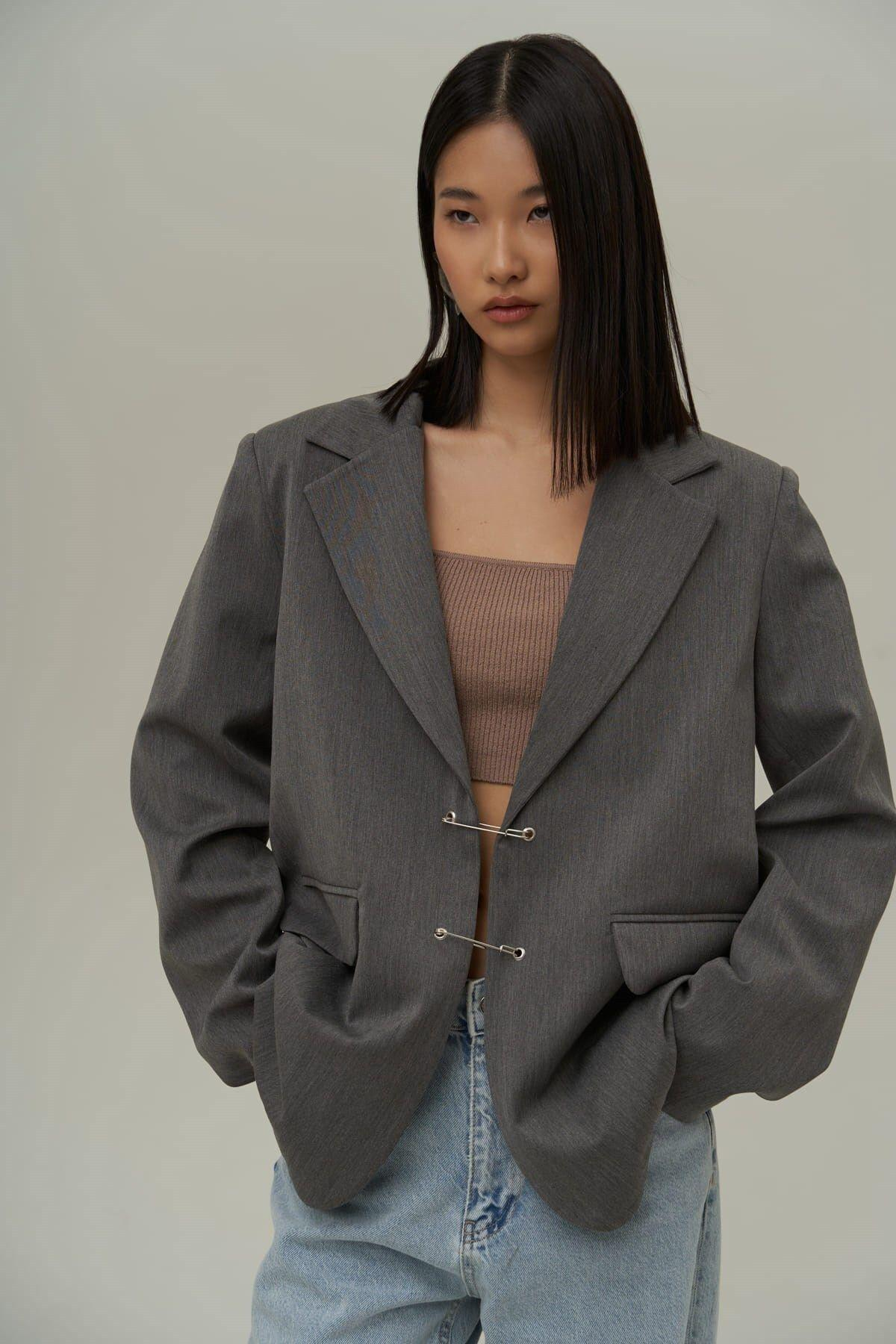 Lana Çengel Detay Füme Blazer Ceket