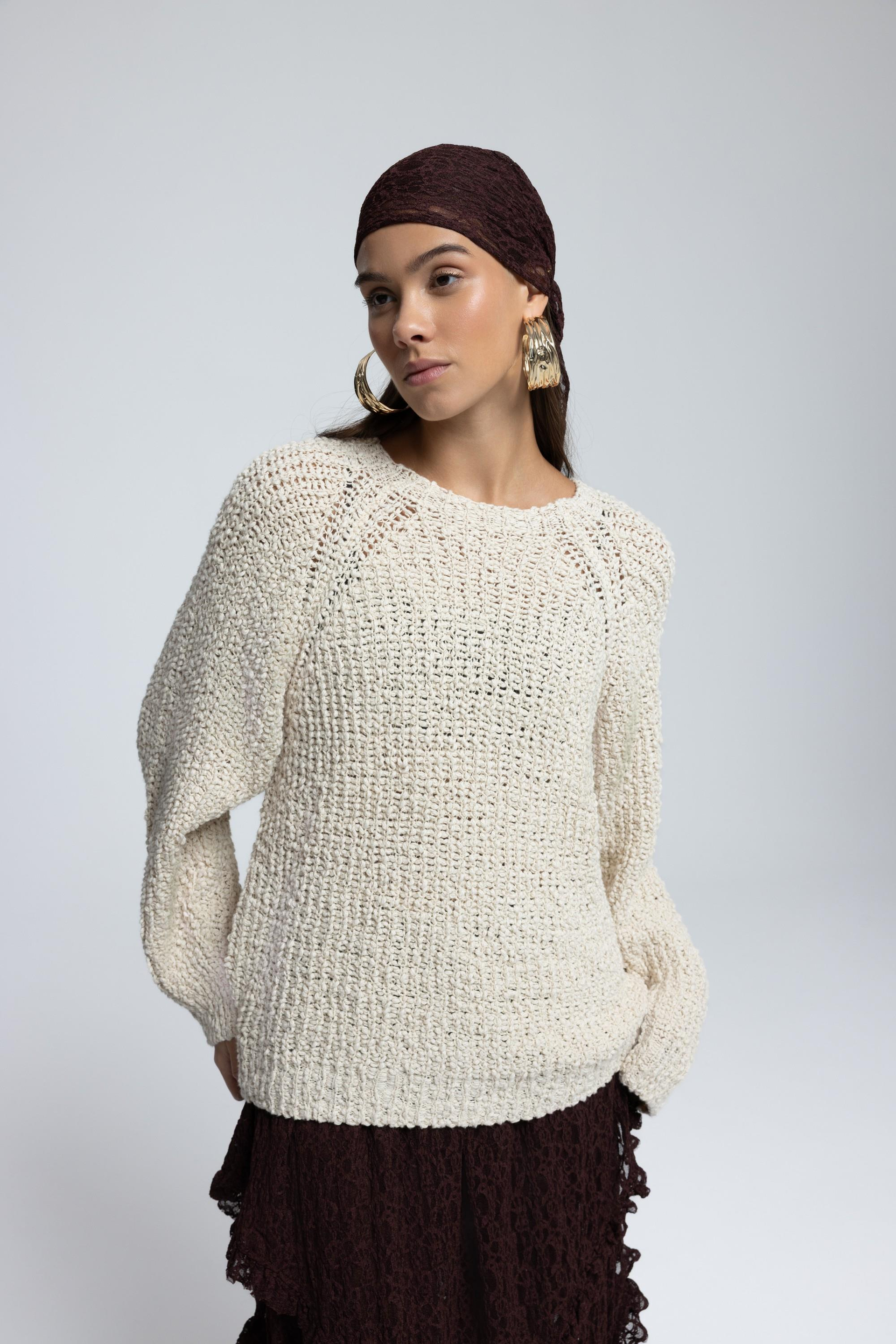 Latte Bisiklet Yaka Bej Triko Kazak