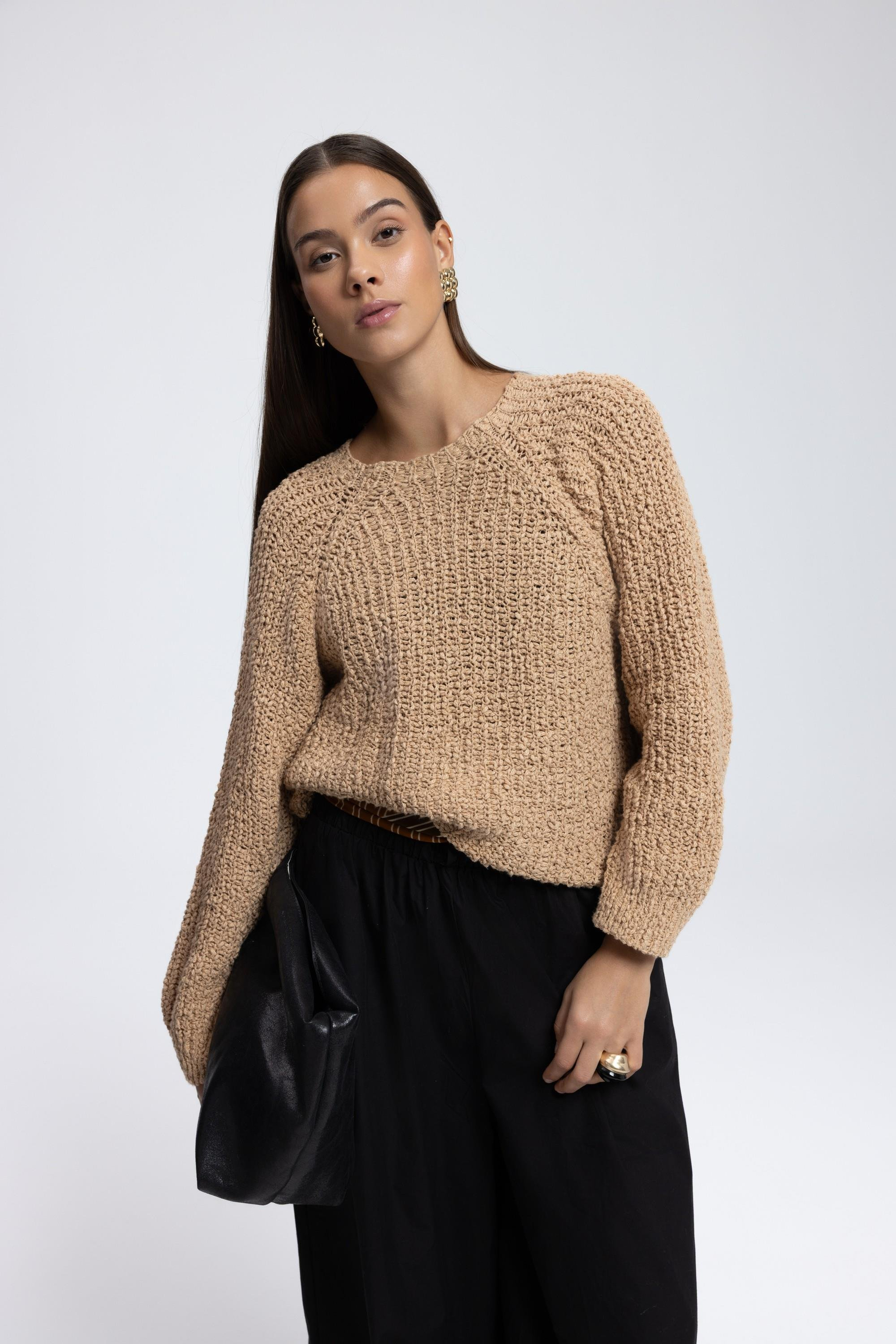 Latte Bisiklet Yaka Hardal Triko Kazak