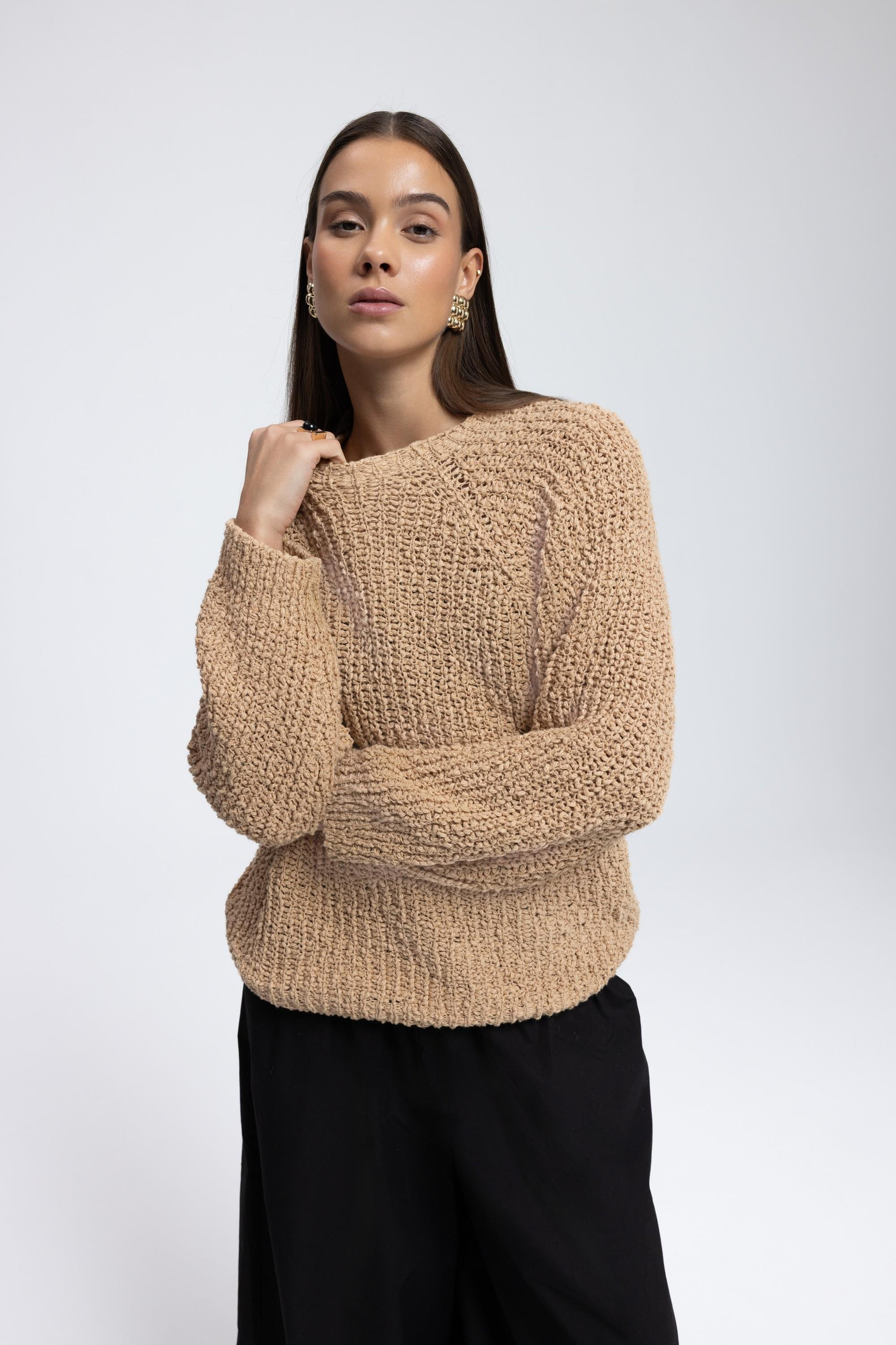 Latte Bisiklet Yaka Hardal Triko Kazak