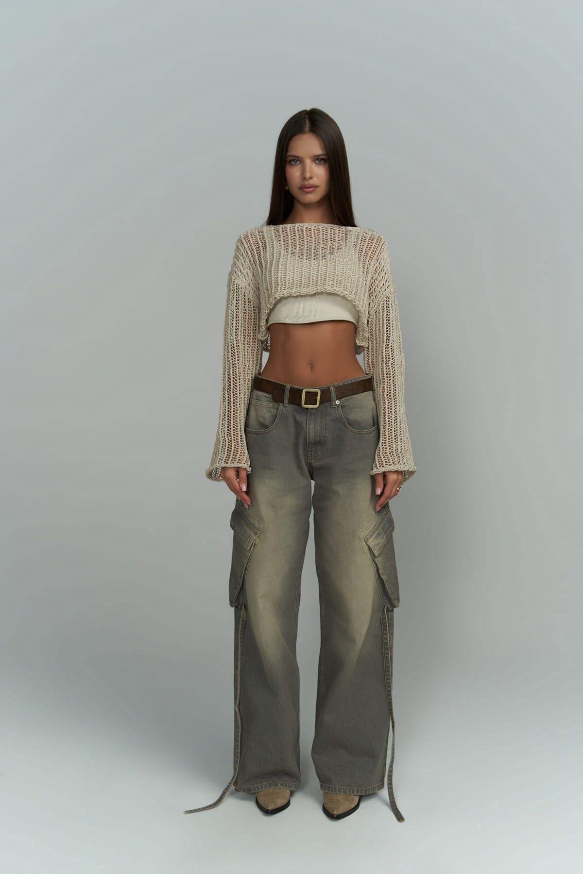 Laya Bej Organik Triko Crop