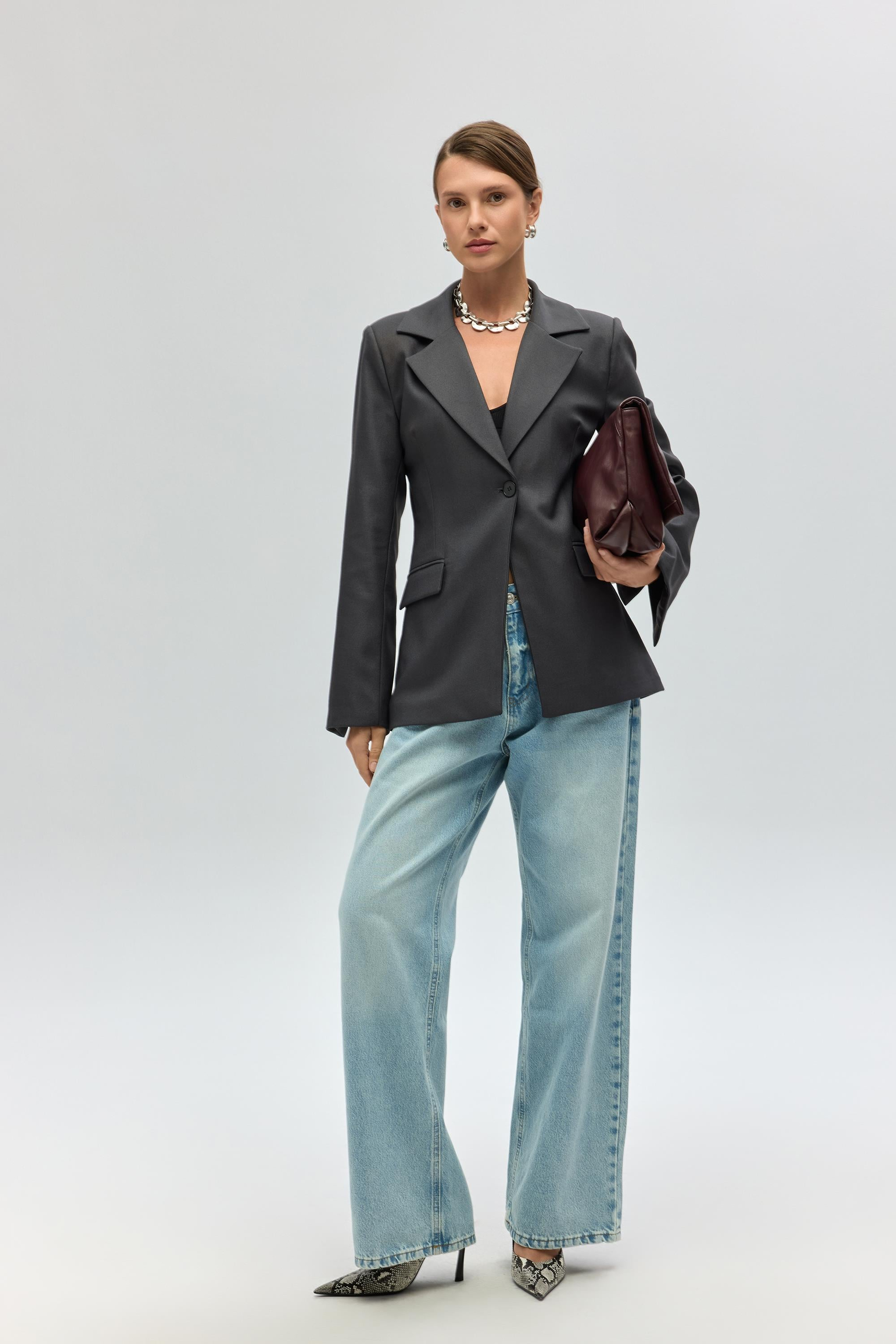 Lecco Dar Kesim Antrasit Blazer