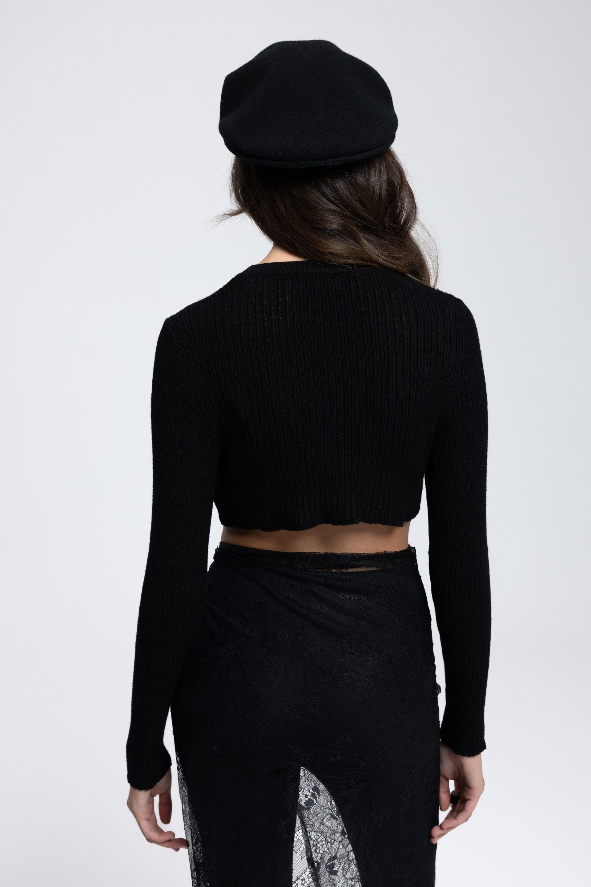 Liana Siyah Yumuşak Doku Triko Crop