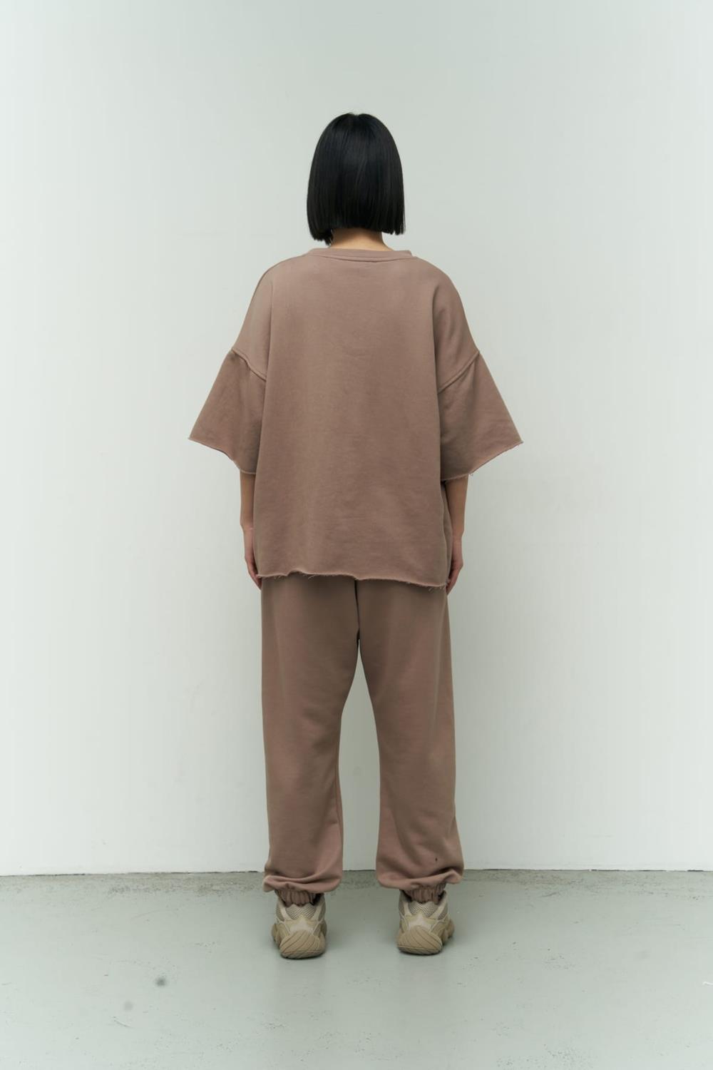 Lion Yırtıklı Boz Oversize T-shirt Eşofman Takım