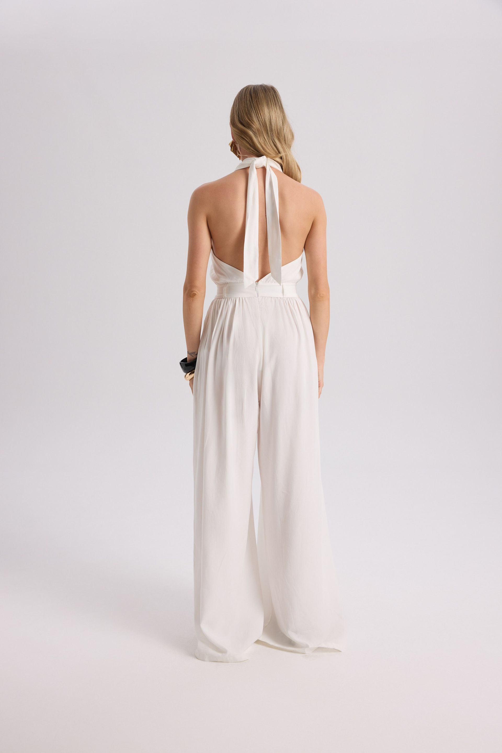 Lios Cut-Out Detail Ecru Long Jumpsuit