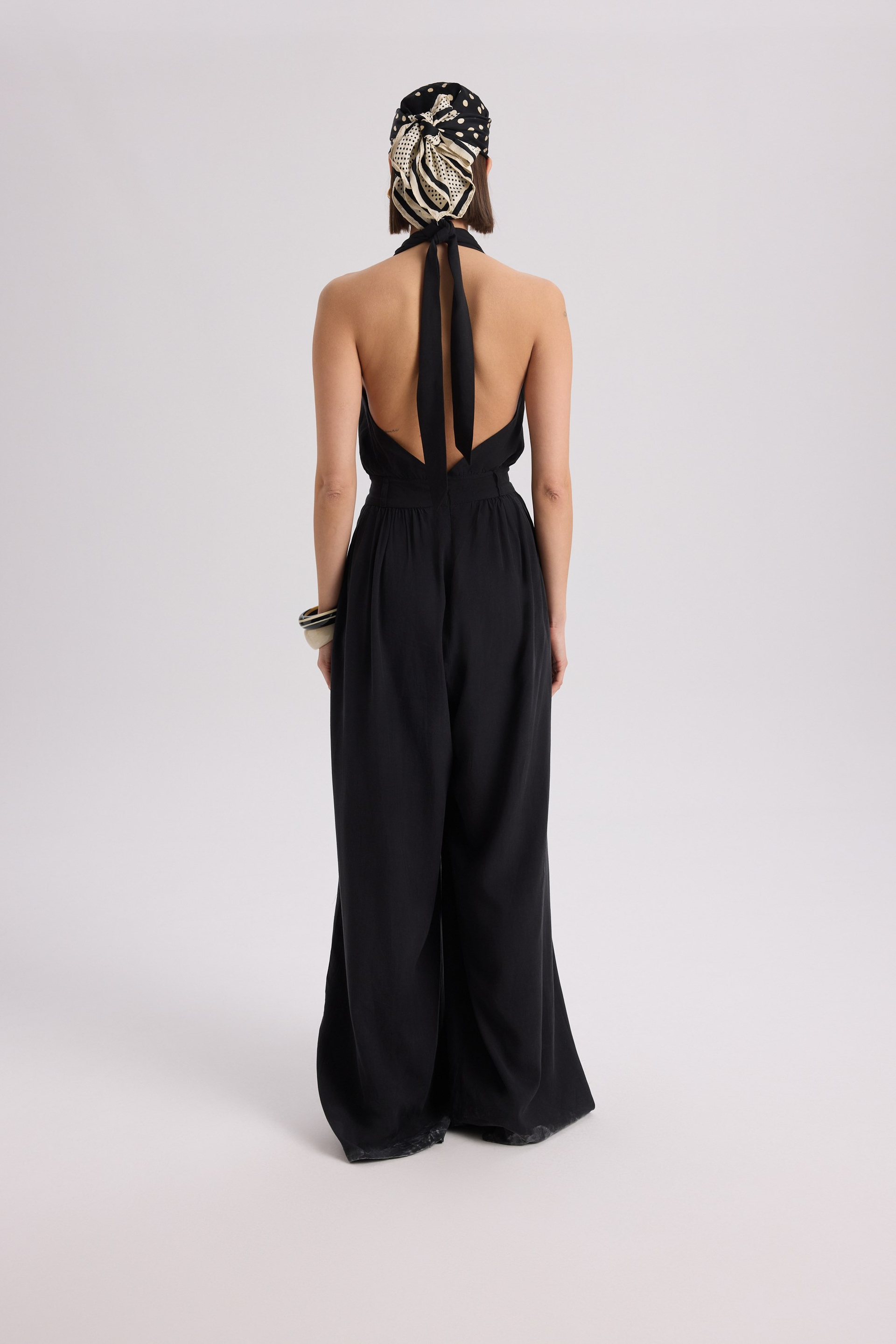 Lios Cut-Out Detail Black Long Jumpsuit
