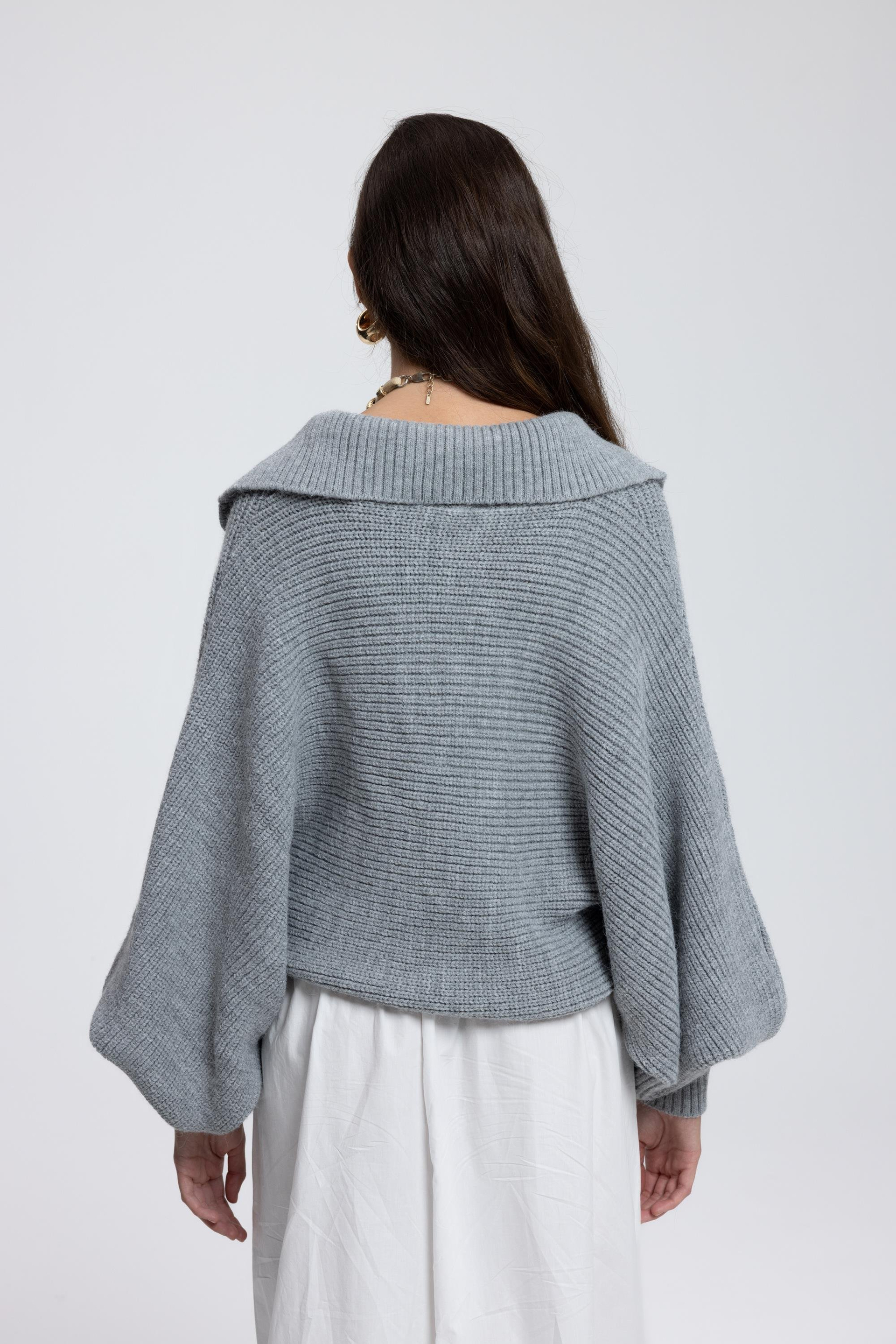 Livia Charcoal Collared Sweater