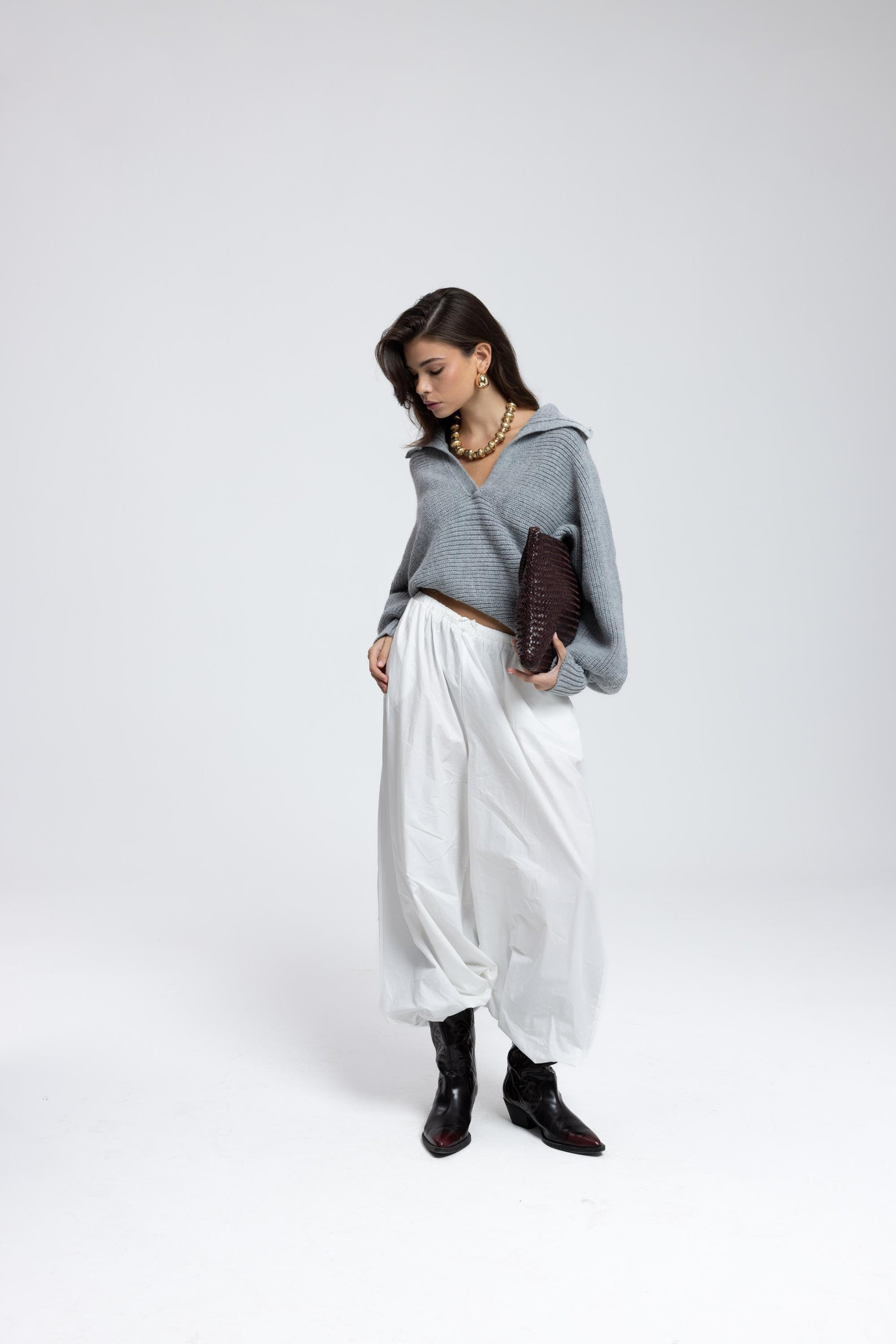 Livia Charcoal Collared Sweater