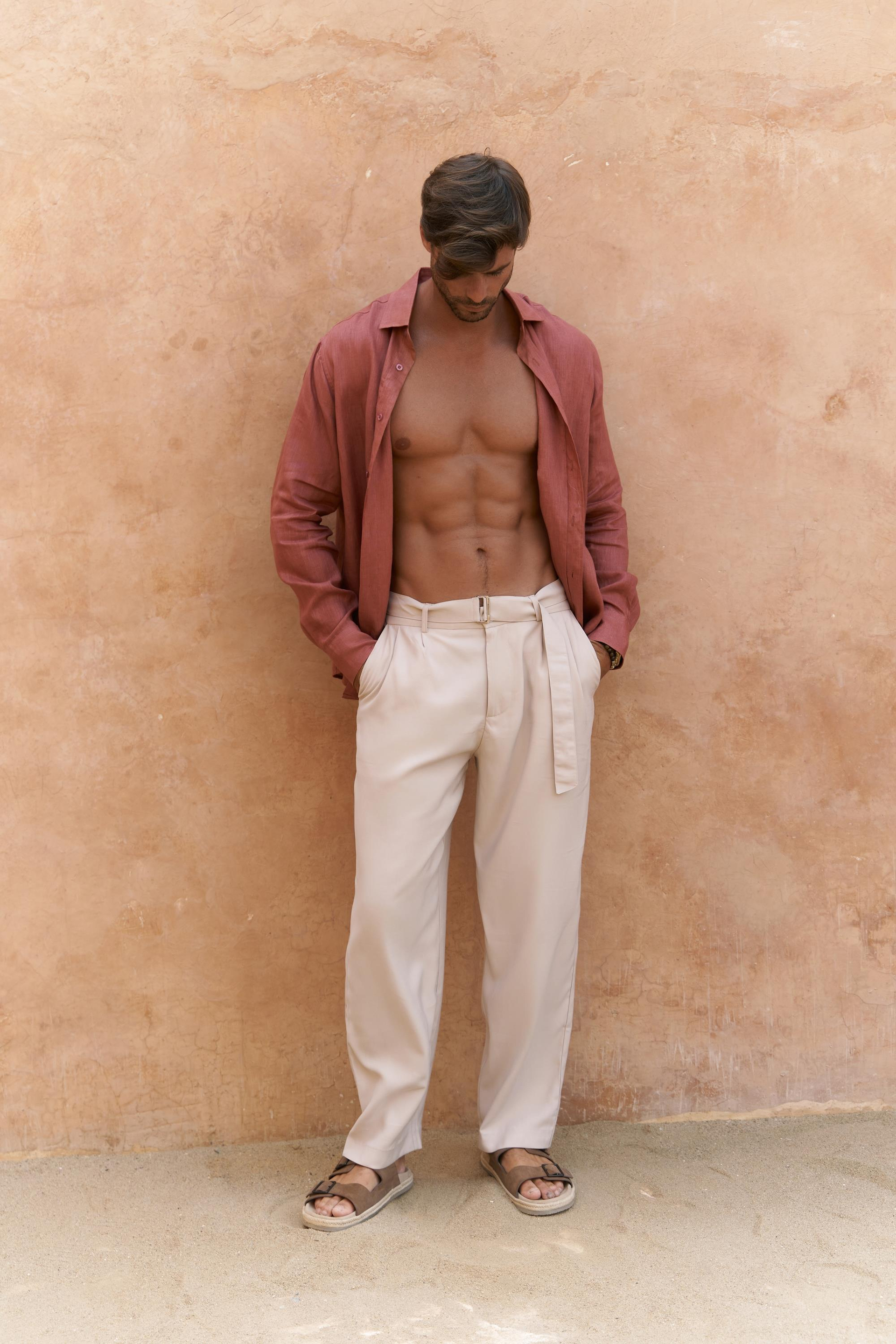 Lorenza Kemer Detay Bej Erkek Pantolon