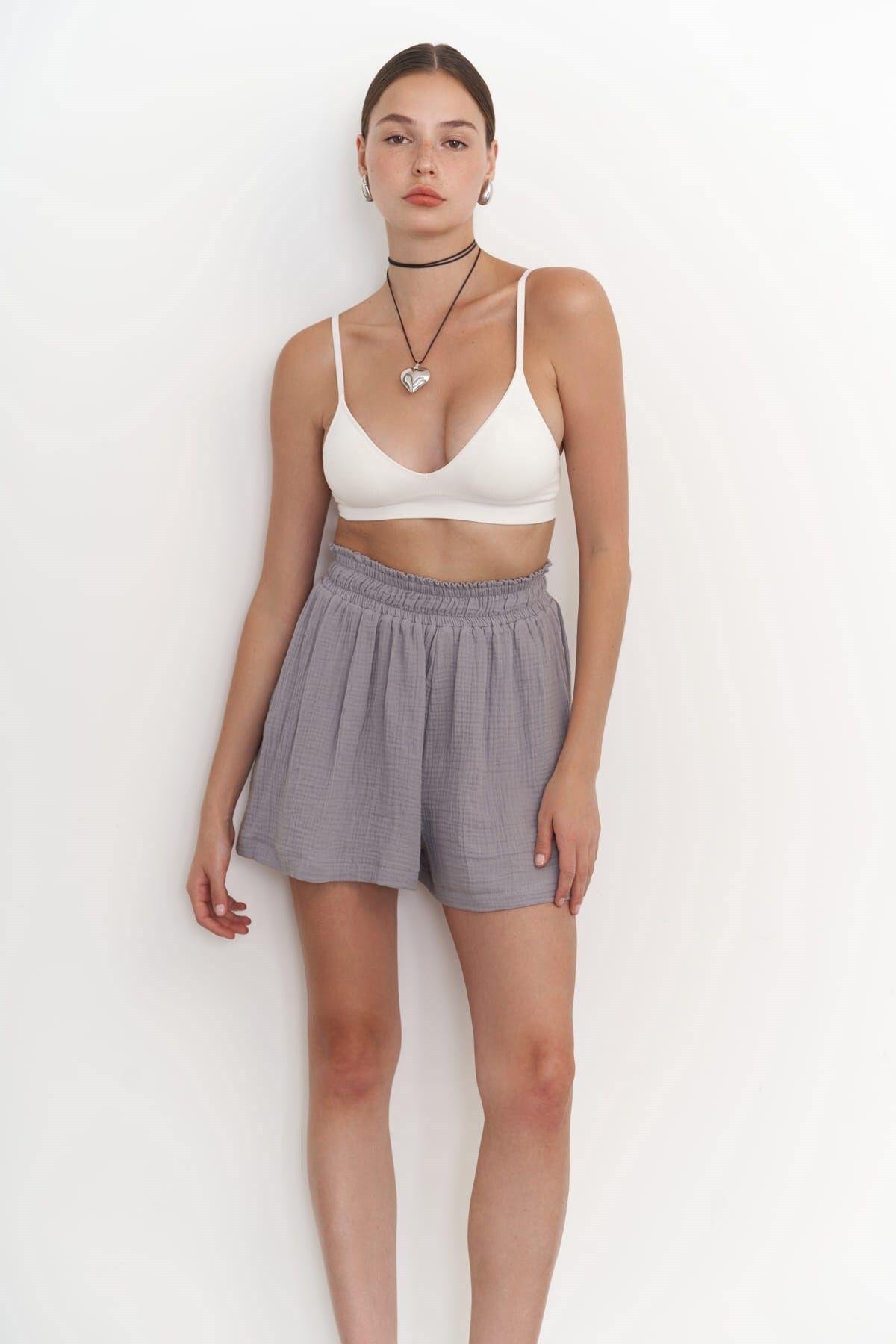 Lorissa Gray Muslin Shirt & Shorts Set